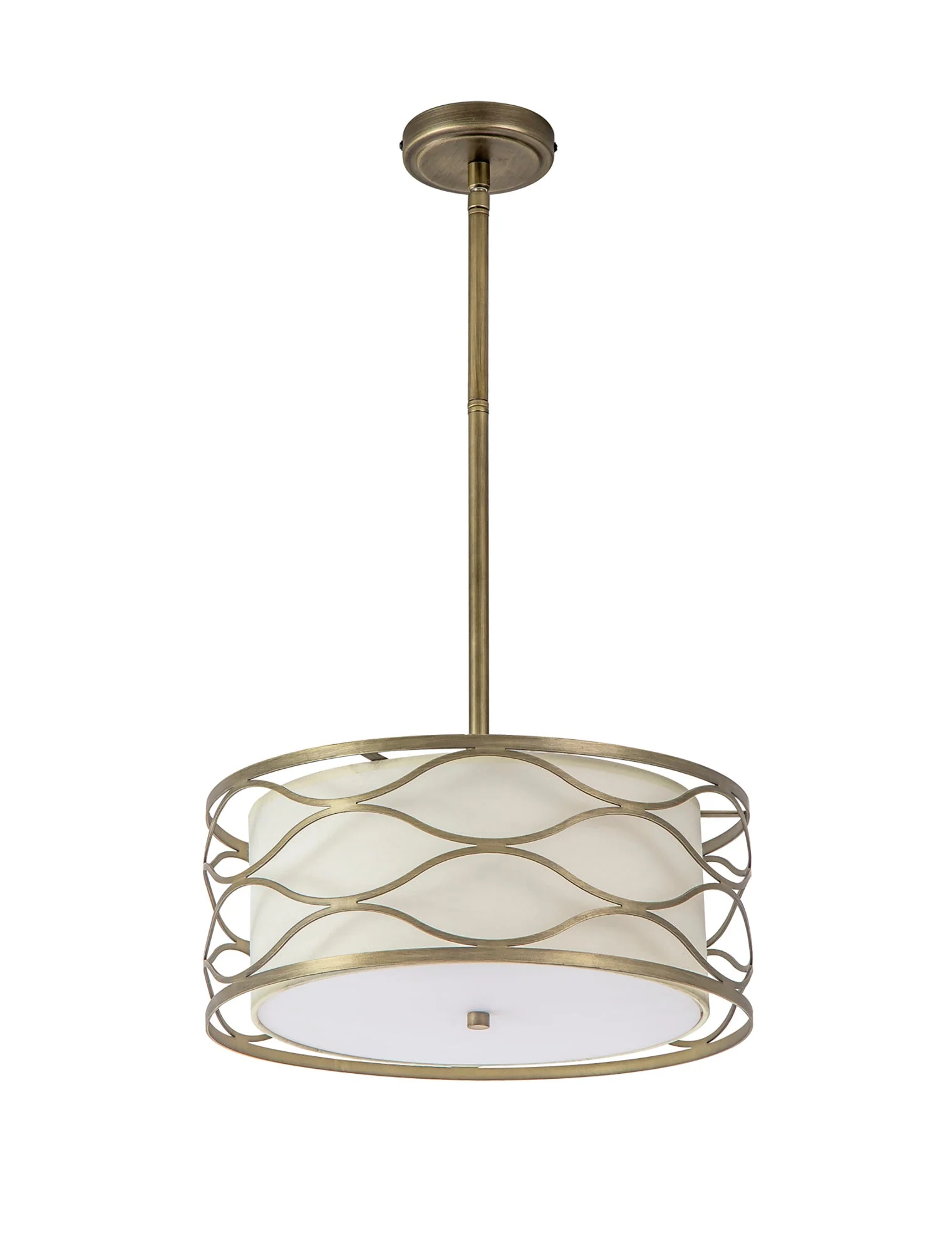 Edgerton Centre Ceiling Light 3/5Lt - Aged Gold & Cream Fabric Shade - Image 11