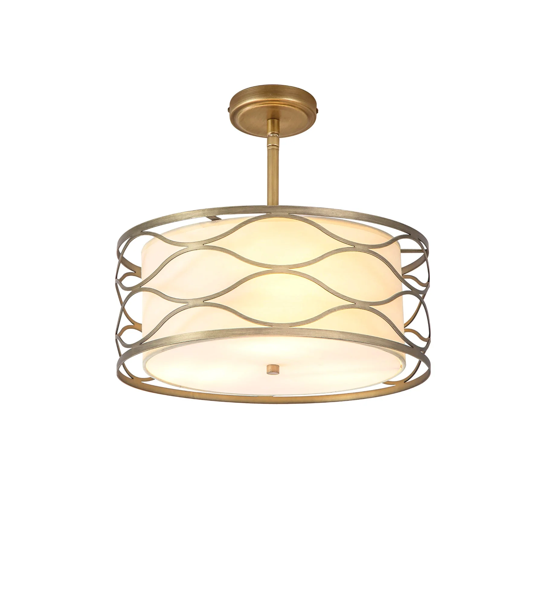 Edgerton Centre Ceiling Light 3/5Lt - Aged Gold & Cream Fabric Shade - Image 12