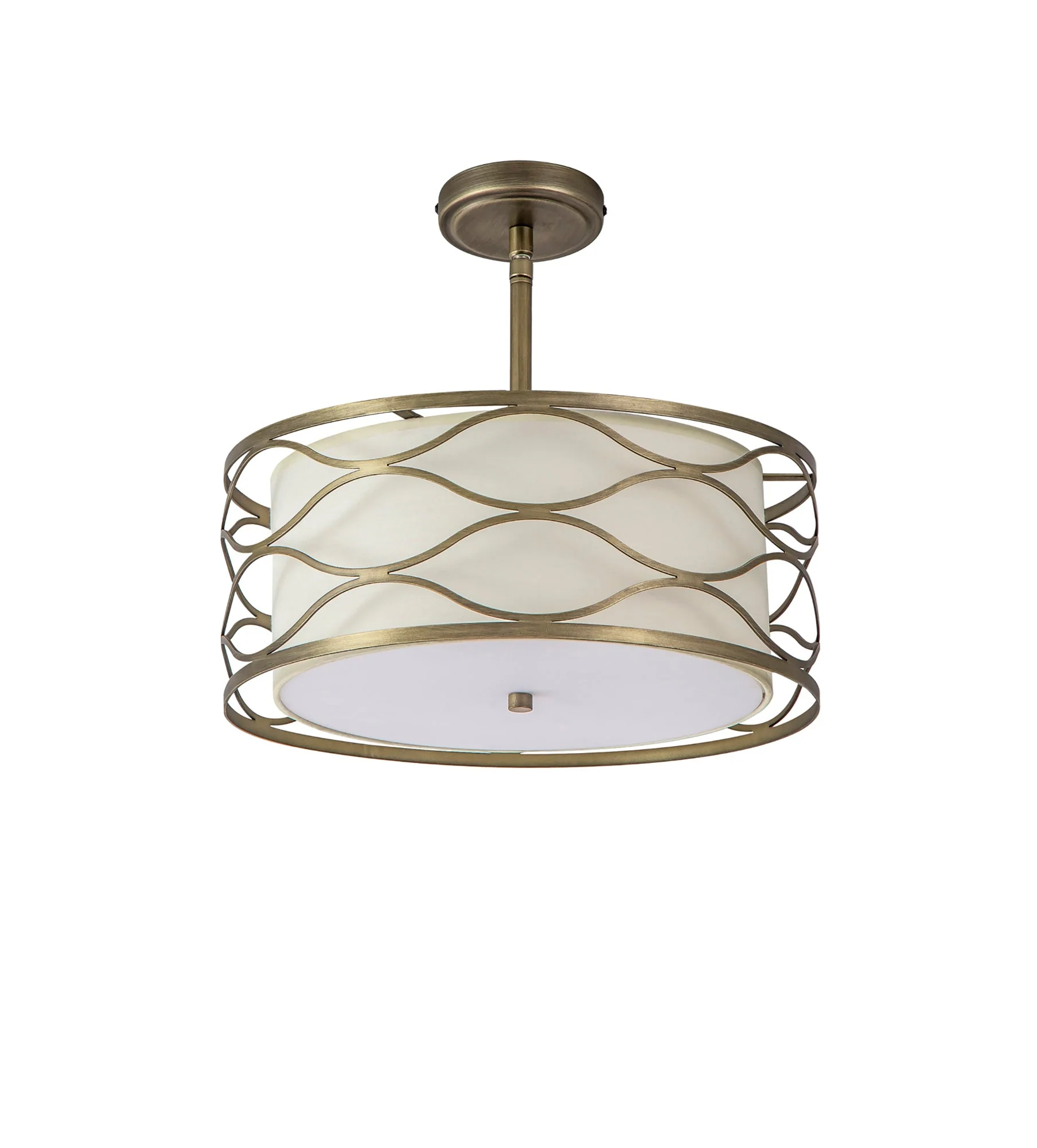 Edgerton Centre Ceiling Light 3/5Lt - Aged Gold & Cream Fabric Shade - Image 13