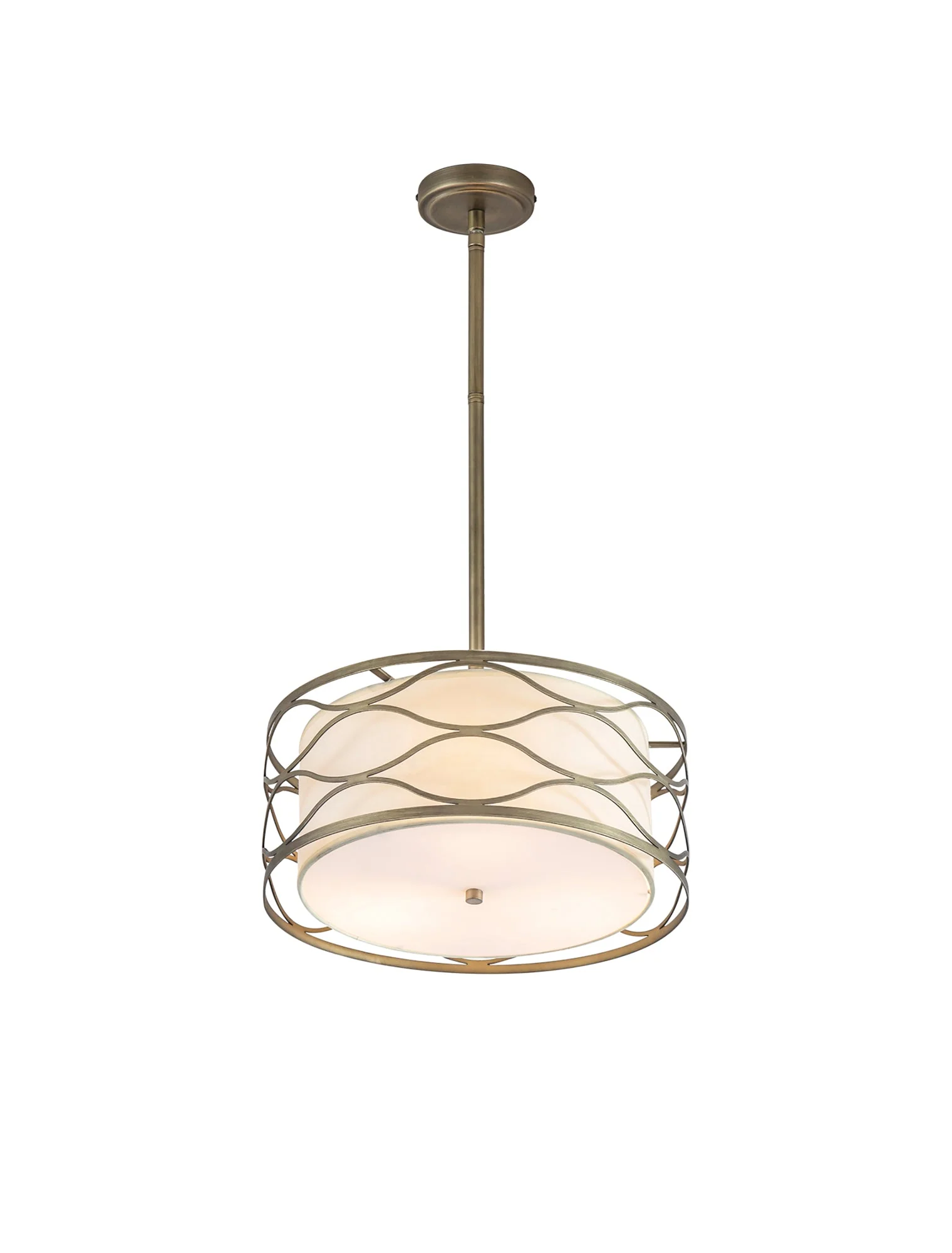 Edgerton Centre Ceiling Light 3/5Lt - Aged Gold & Cream Fabric Shade - Image 17