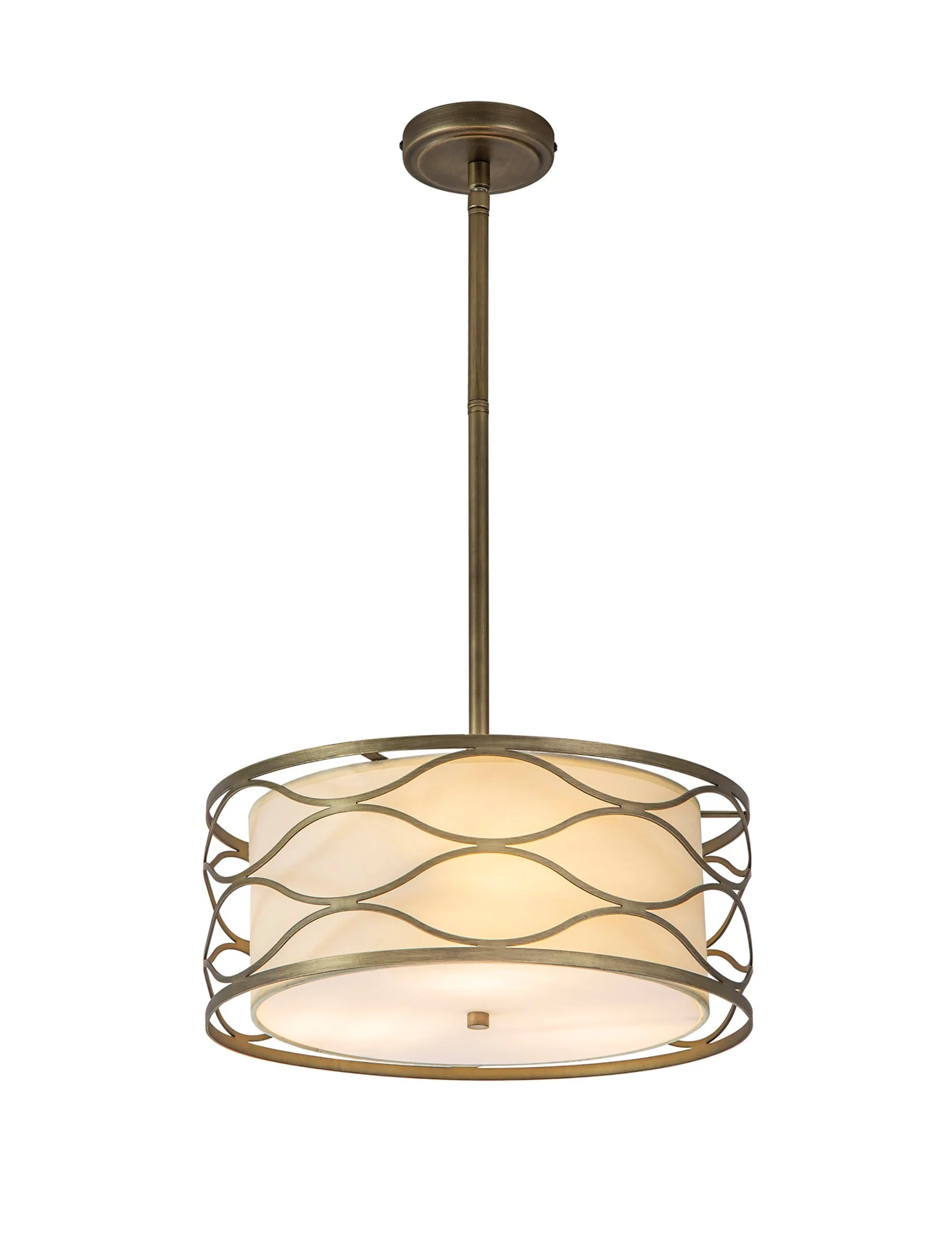 Edgerton Centre Ceiling Light 3/5Lt - Aged Gold & Cream Fabric Shade - Image 18