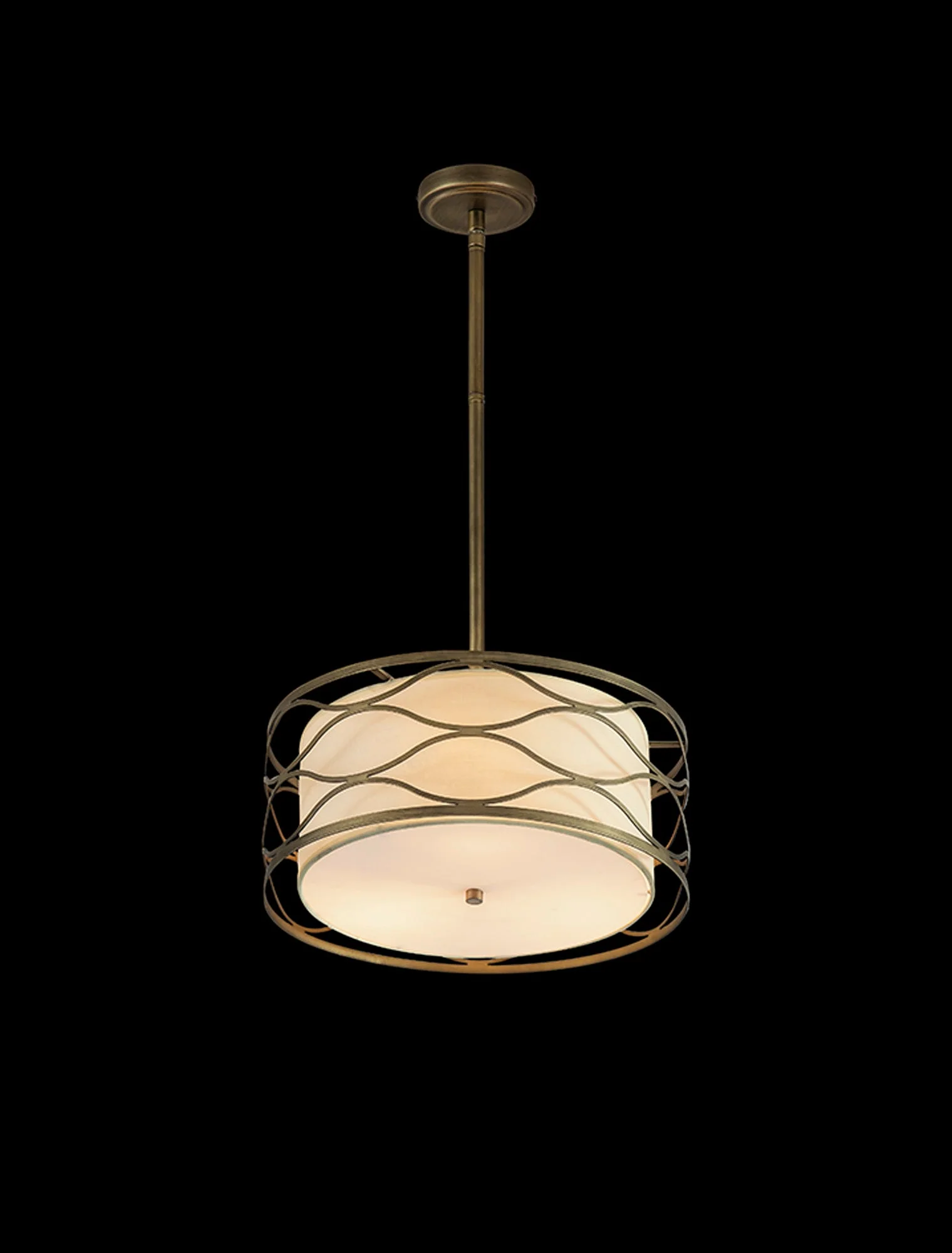 Edgerton Centre Ceiling Light 3/5Lt - Aged Gold & Cream Fabric Shade - Image 3