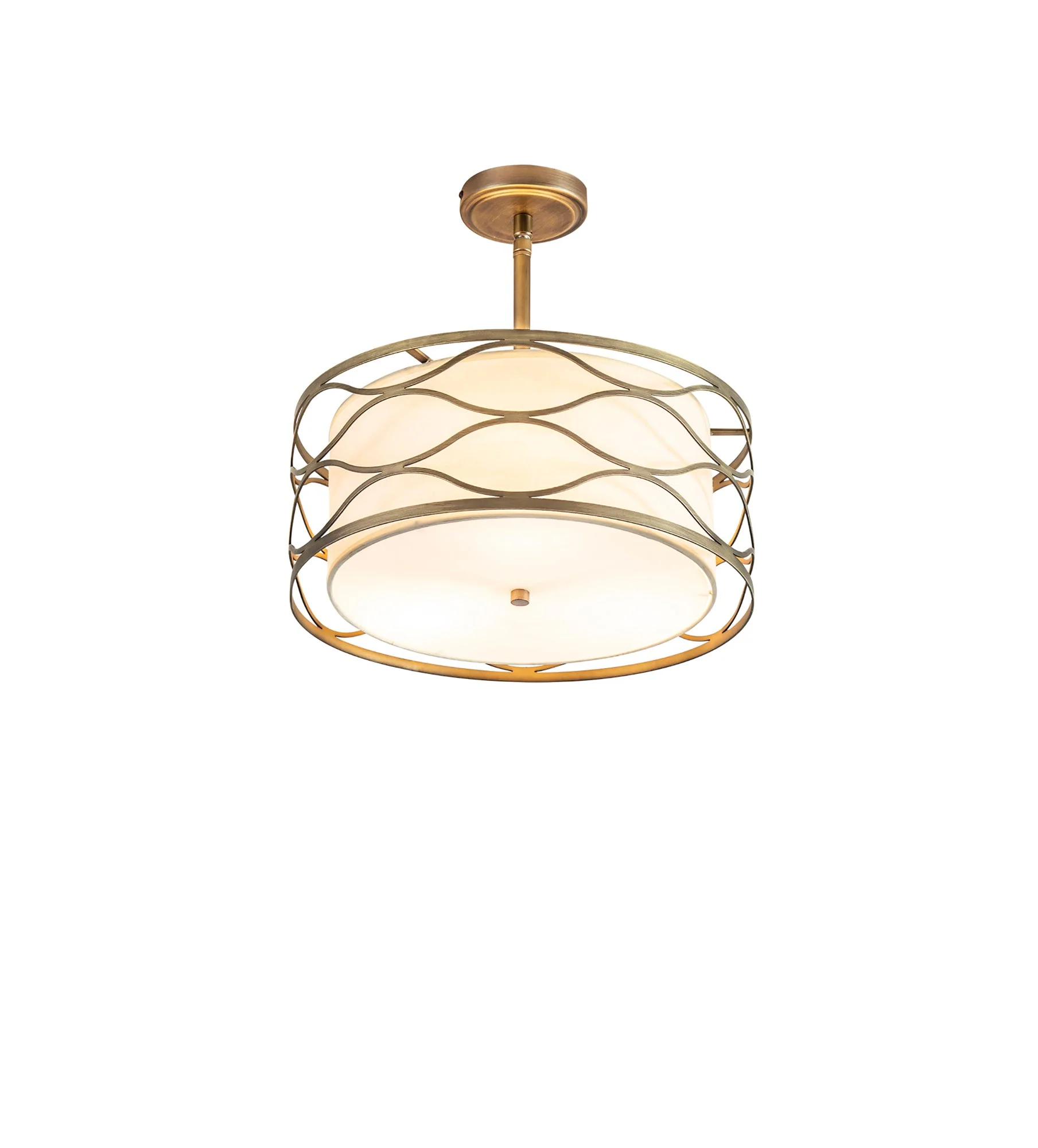 Edgerton Centre Ceiling Light 3/5Lt - Aged Gold & Cream Fabric Shade - Image 4
