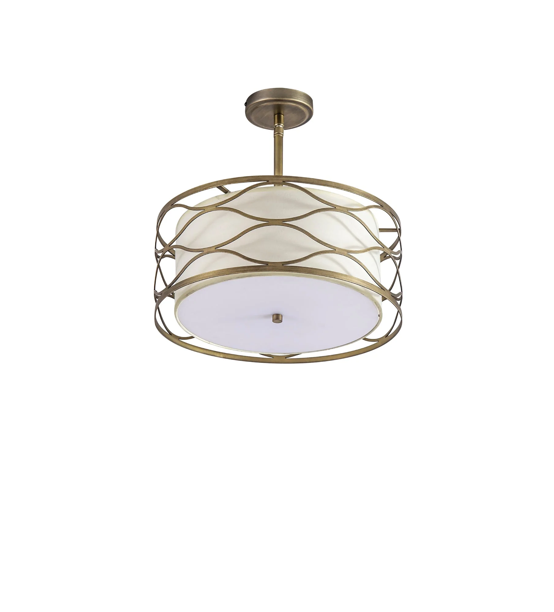 Edgerton Centre Ceiling Light 3/5Lt - Aged Gold & Cream Fabric Shade - Image 5