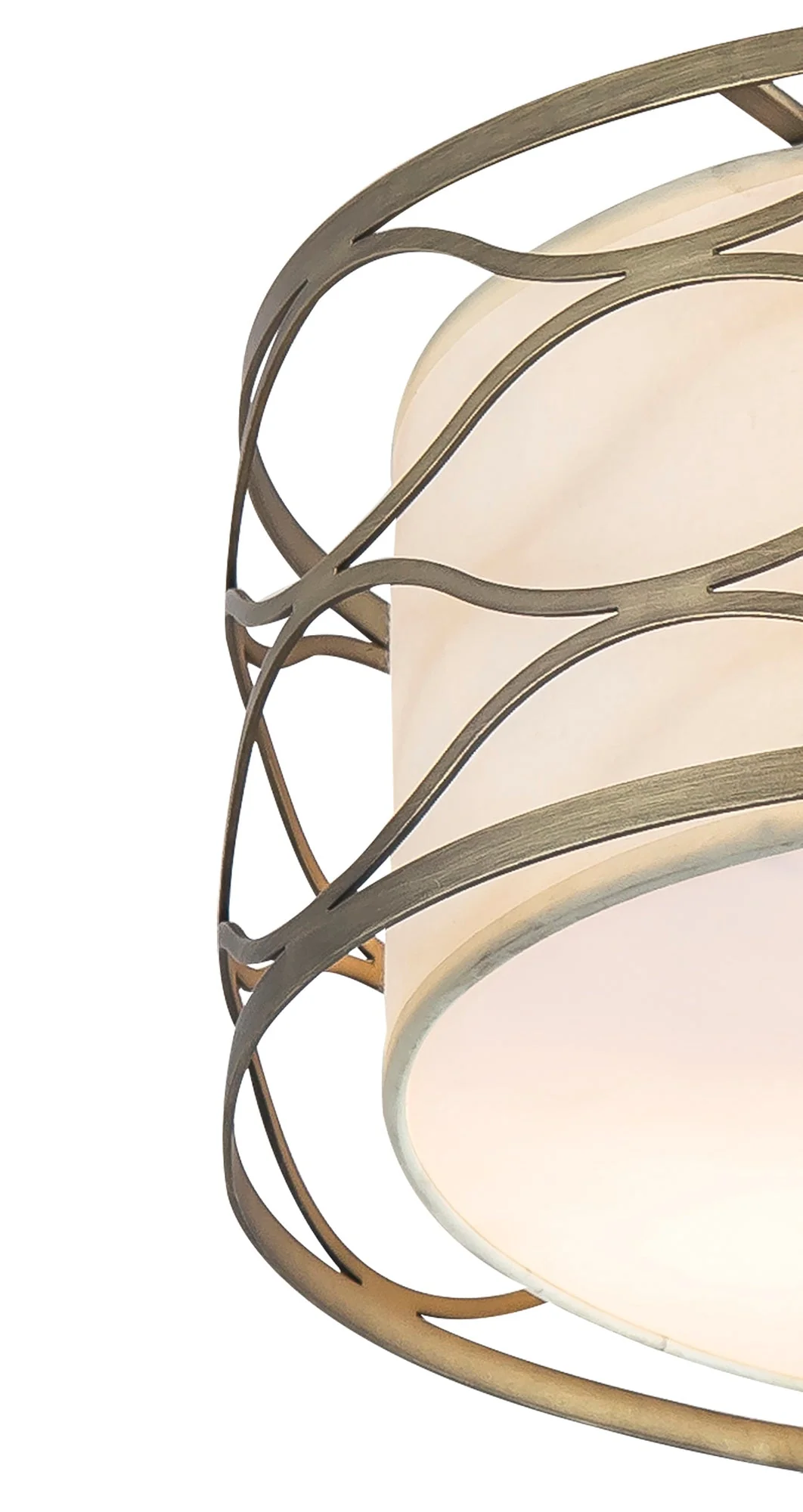 Edgerton Centre Ceiling Light 3/5Lt - Aged Gold & Cream Fabric Shade - Image 6