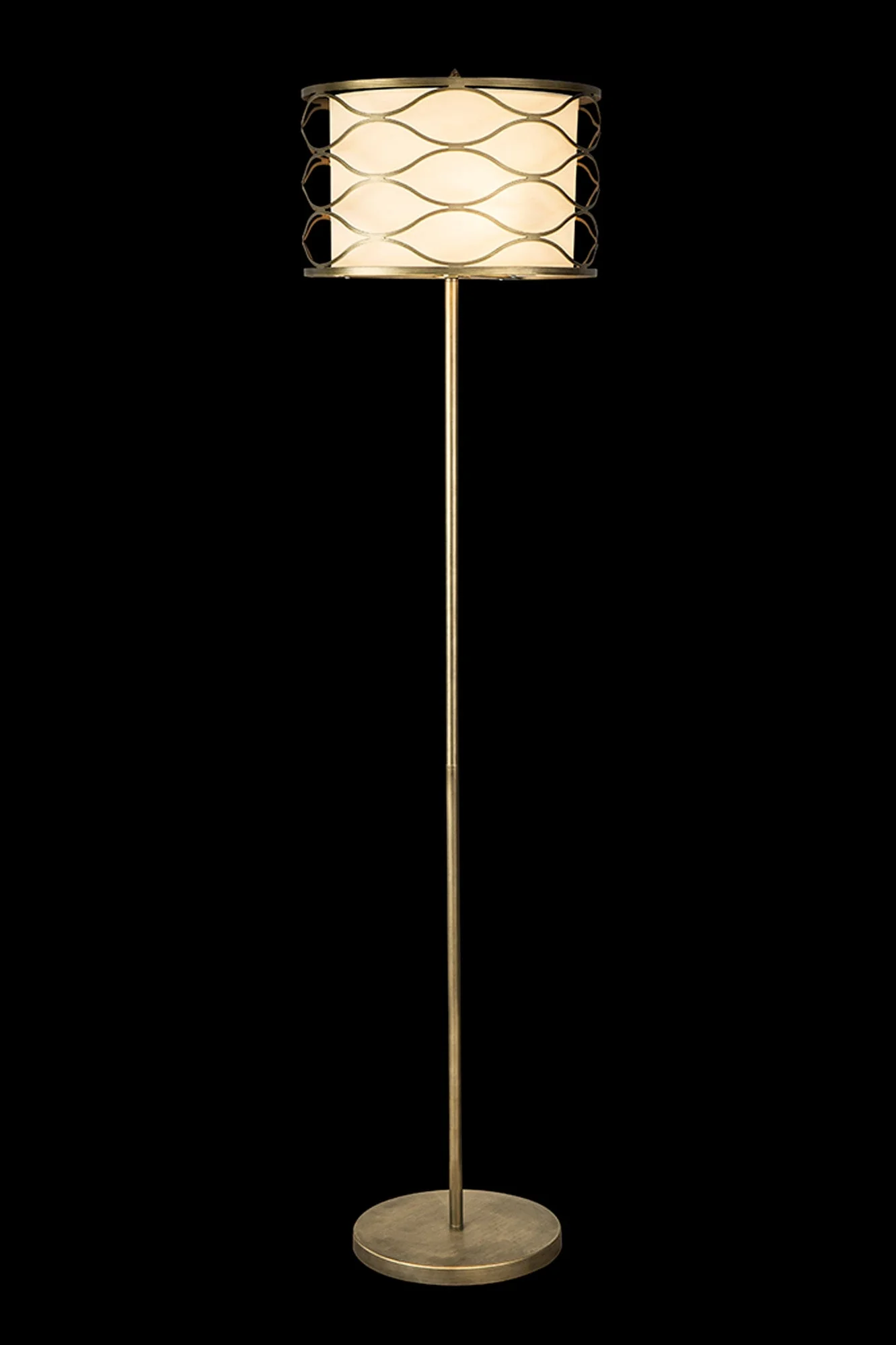 Edgerton Floor Lamp 3 Light E14 Aged Gold & Cream Fabric Shade - Image 3