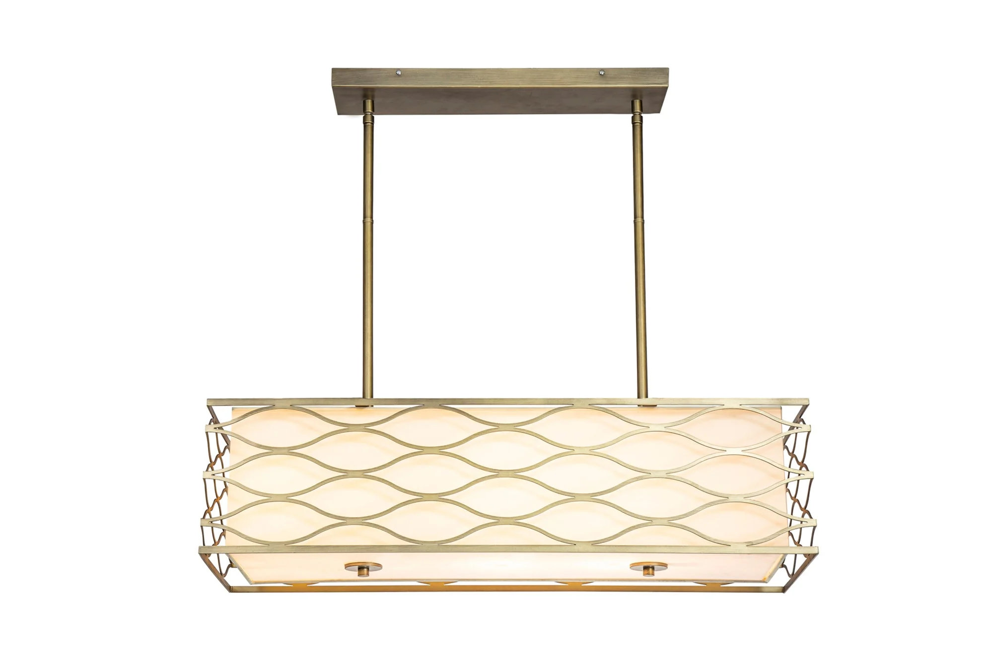 Edgerton Rectangle Kitchen Table/Island Light, 5 Light - Aged Gold & Cream Fabric Shade - Image 10