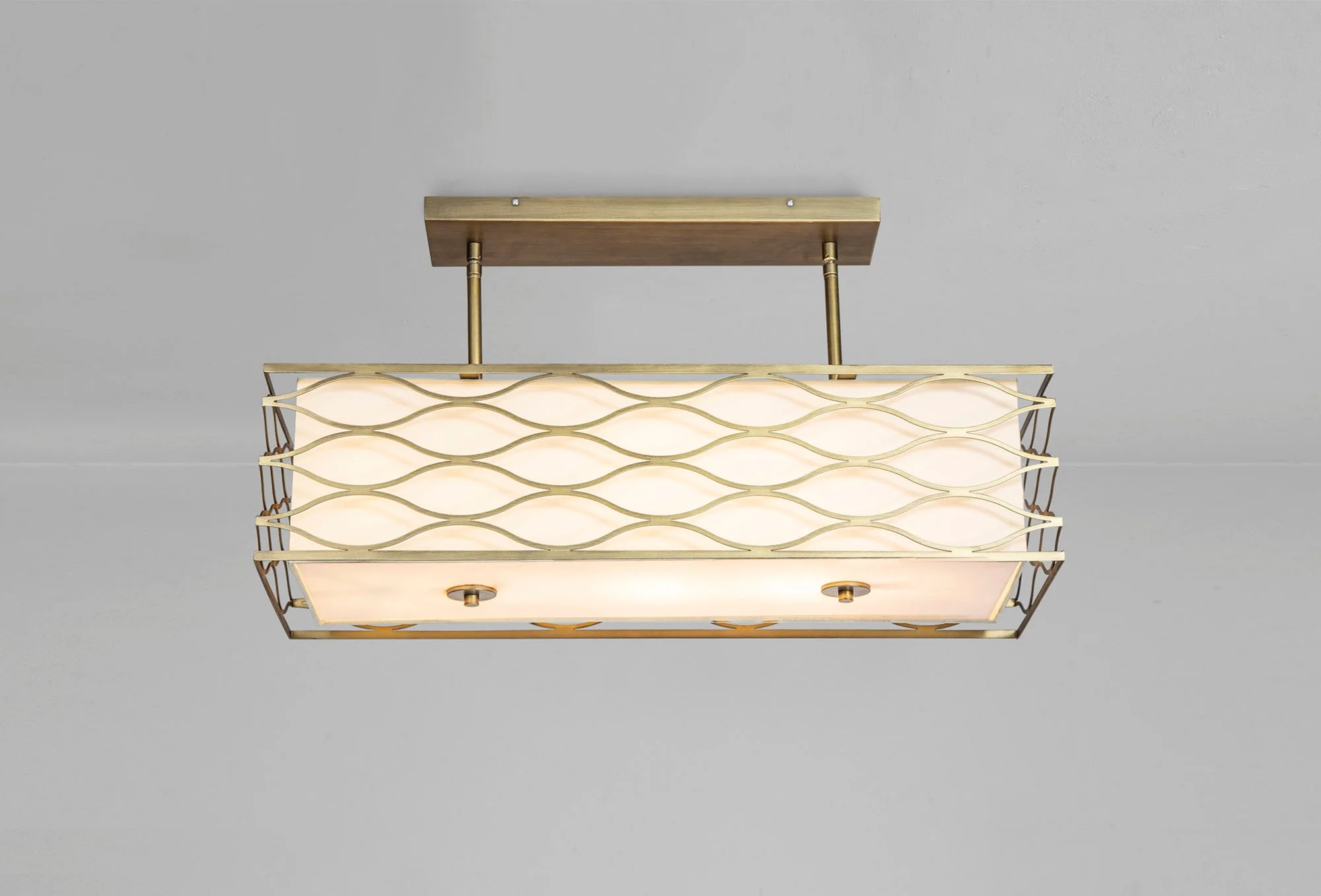 Edgerton Rectangle Kitchen Table/Island Light, 5 Light - Aged Gold & Cream Fabric Shade - Image 2