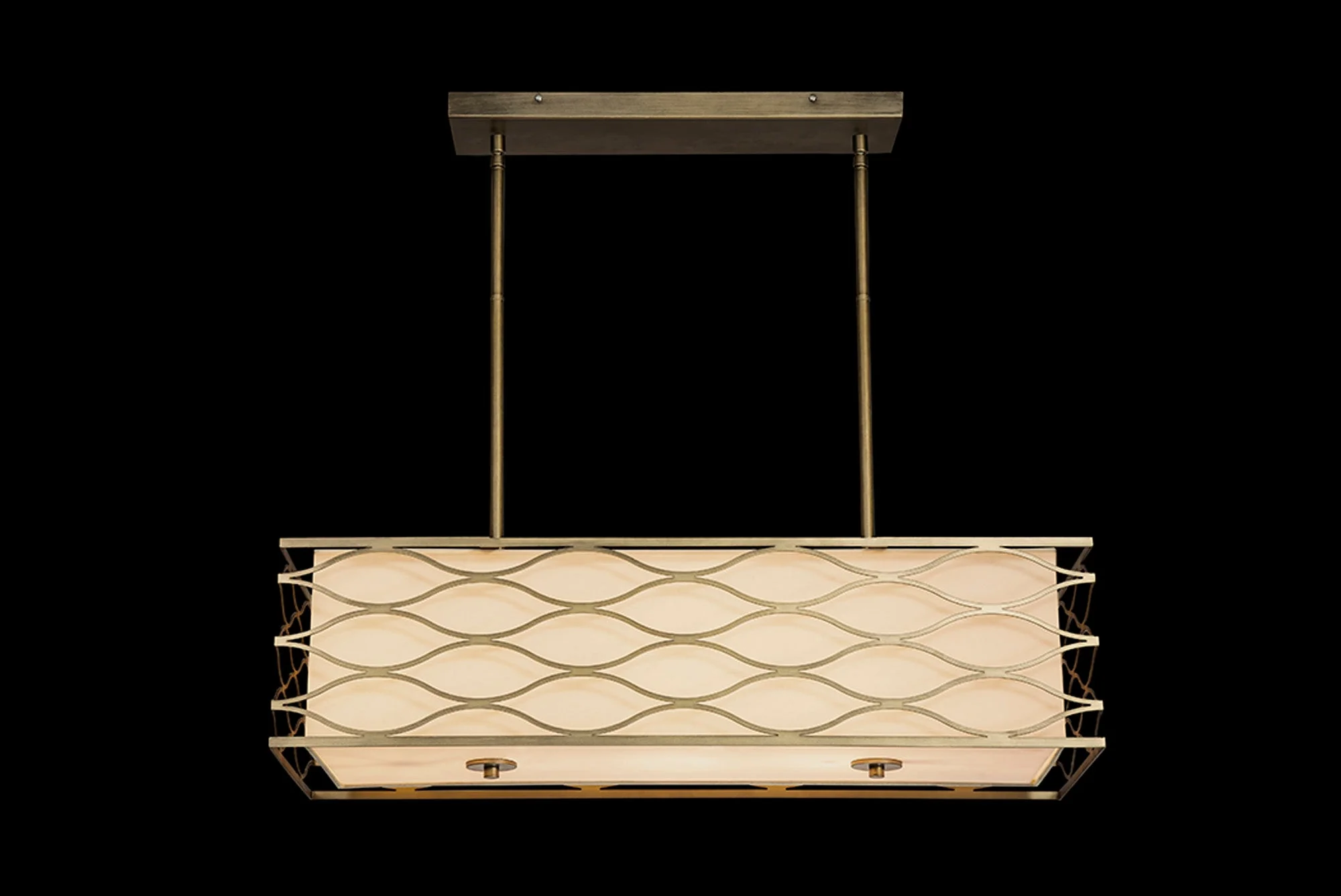 Edgerton Rectangle Kitchen Table/Island Light, 5 Light - Aged Gold & Cream Fabric Shade - Image 3
