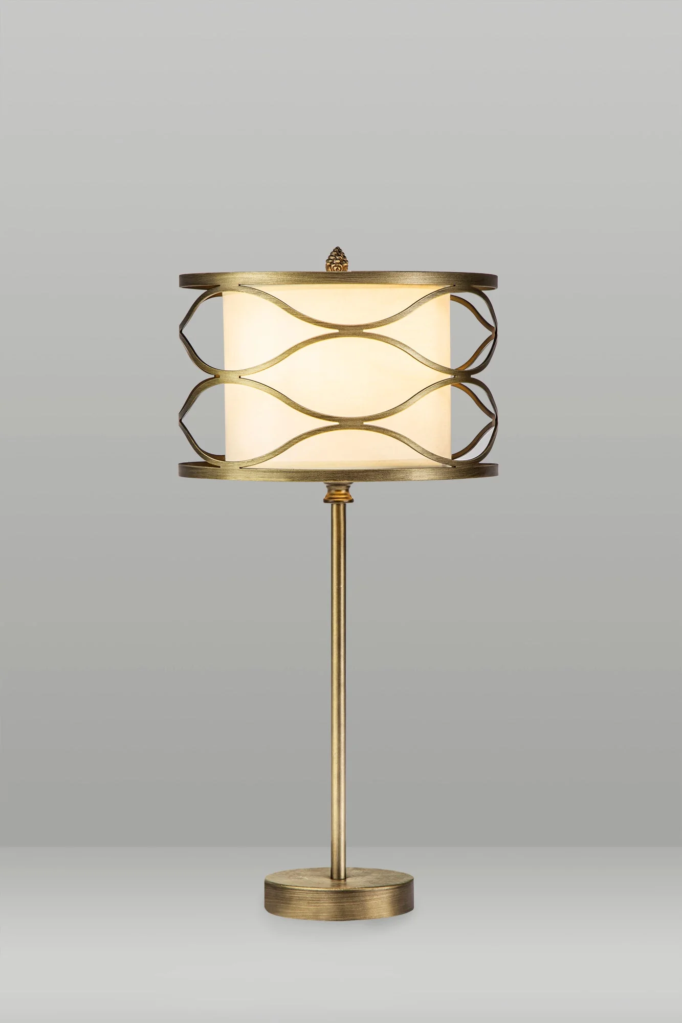 Edgerton Table Lamp 1 Light E27 Aged Gold  &  Cream Fabric Shade - Image 2