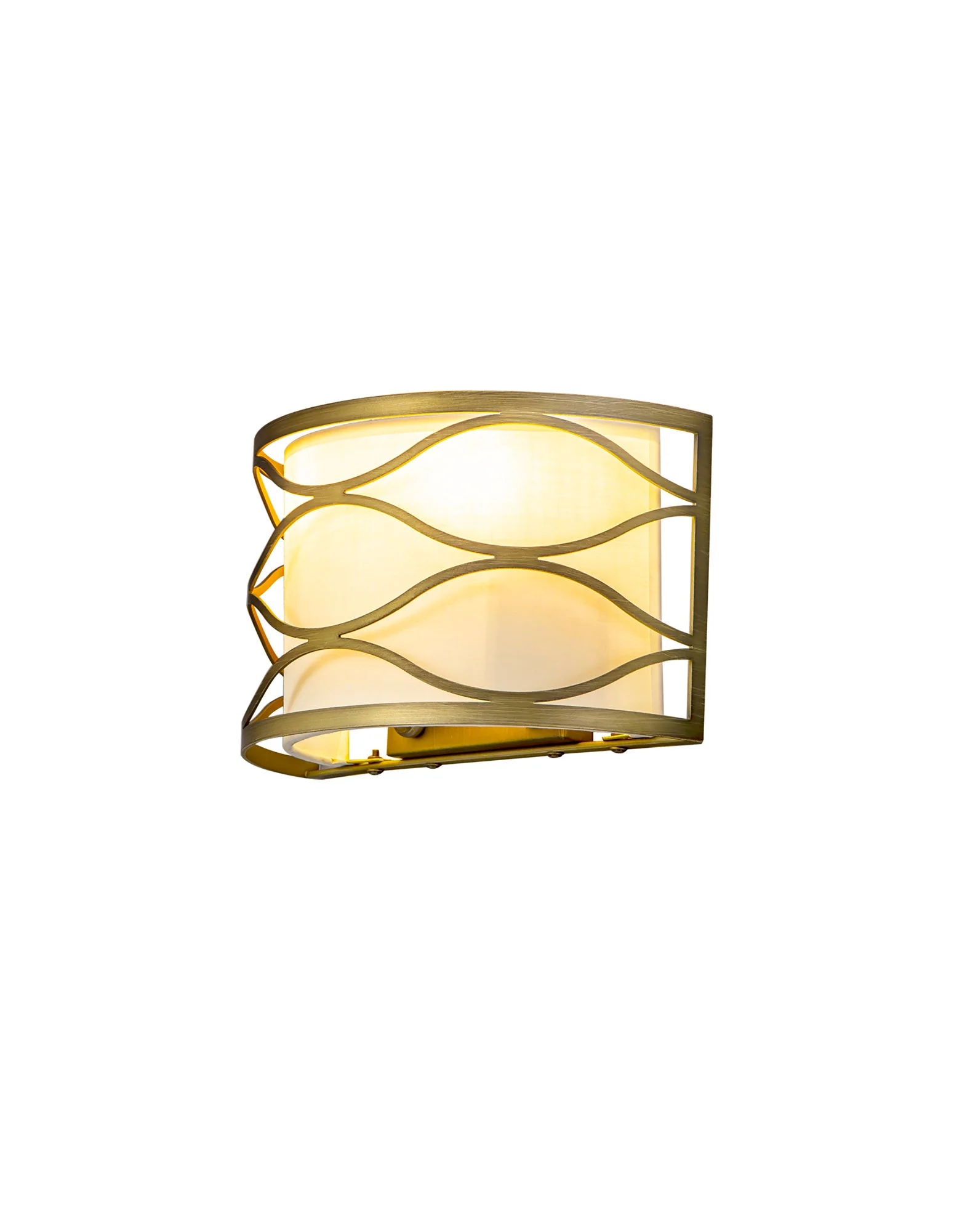 Edgerton Wall Lamp 2 Light E14 Aged Gold  &  Cream Fabric Shade - Image 4