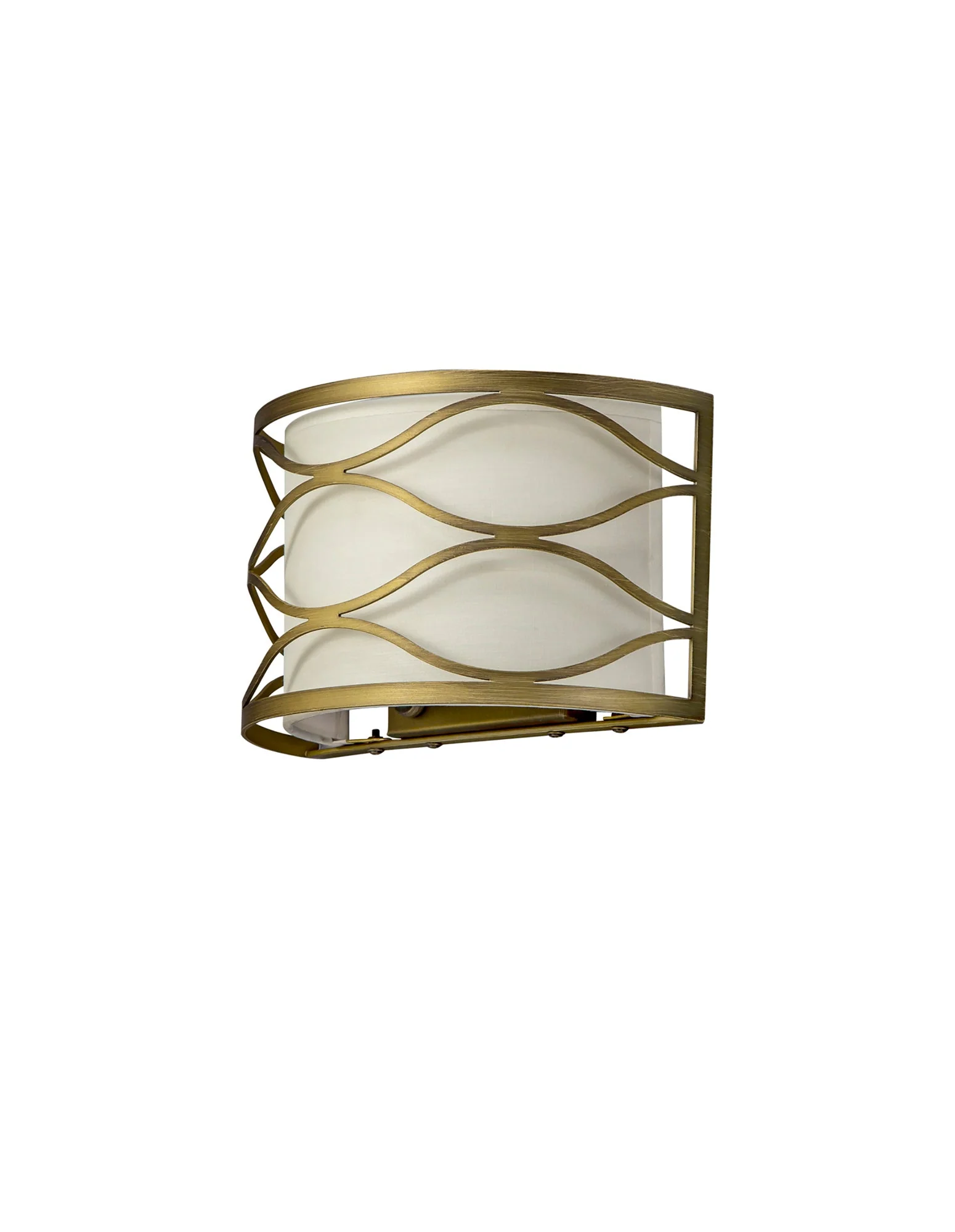 Edgerton Wall Lamp 2 Light E14 Aged Gold  &  Cream Fabric Shade - Image 5