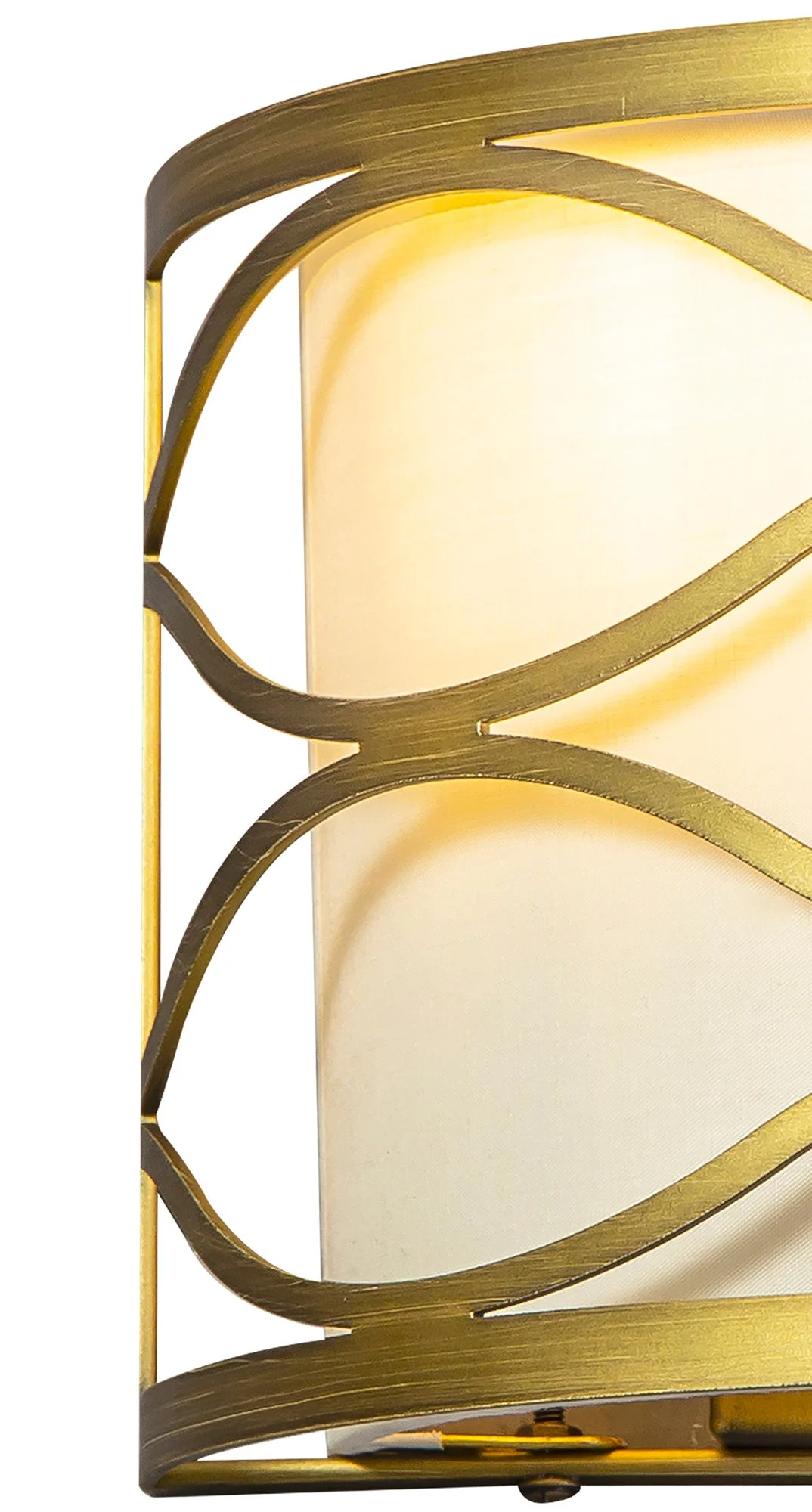 Edgerton Wall Lamp 2 Light E14 Aged Gold  &  Cream Fabric Shade - Image 6