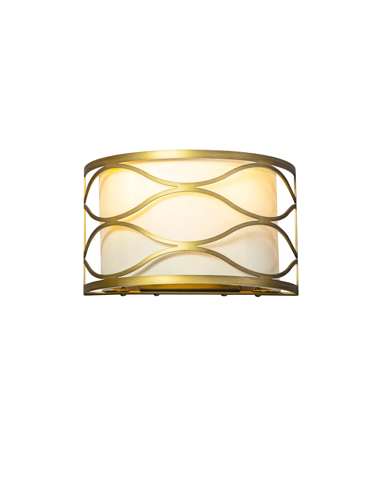 Edgerton Wall Lamp 2 Light E14 Aged Gold  &  Cream Fabric Shade - Image 9