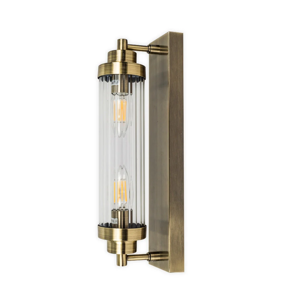Edith 2 Light IP44 Bathroom Wall Light Satin Chrome/Antique Brass - Image 3