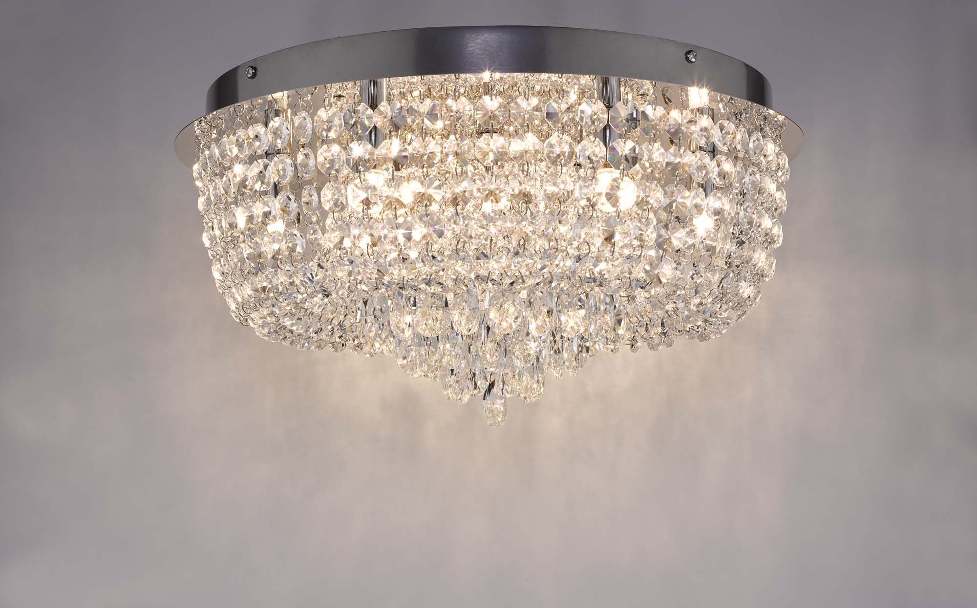 Eitan 9 Light Beaded Flush Clear and Polished Chrome - Image 4