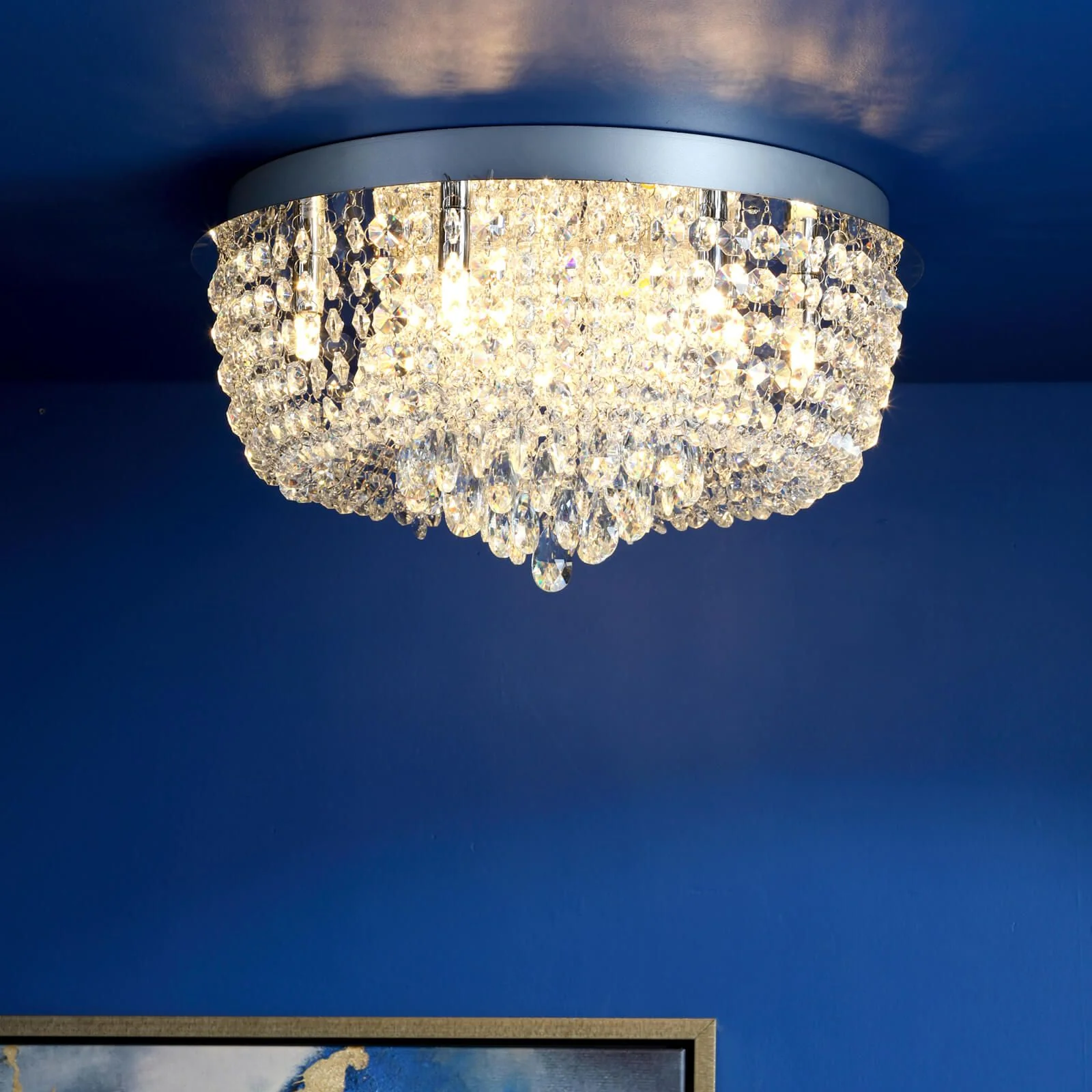 Eitan 9 Light Beaded Flush Clear and Polished Chrome - Image 6