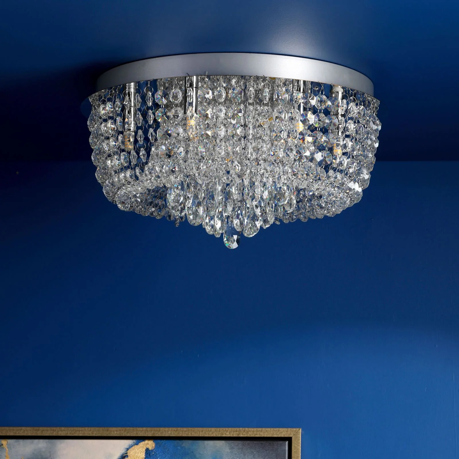 Eitan 9 Light Beaded Flush Clear and Polished Chrome - Image 7