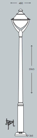 Ektor 2500 Post Light with Beppe 400 IP55 - Black/Grey - Image 3