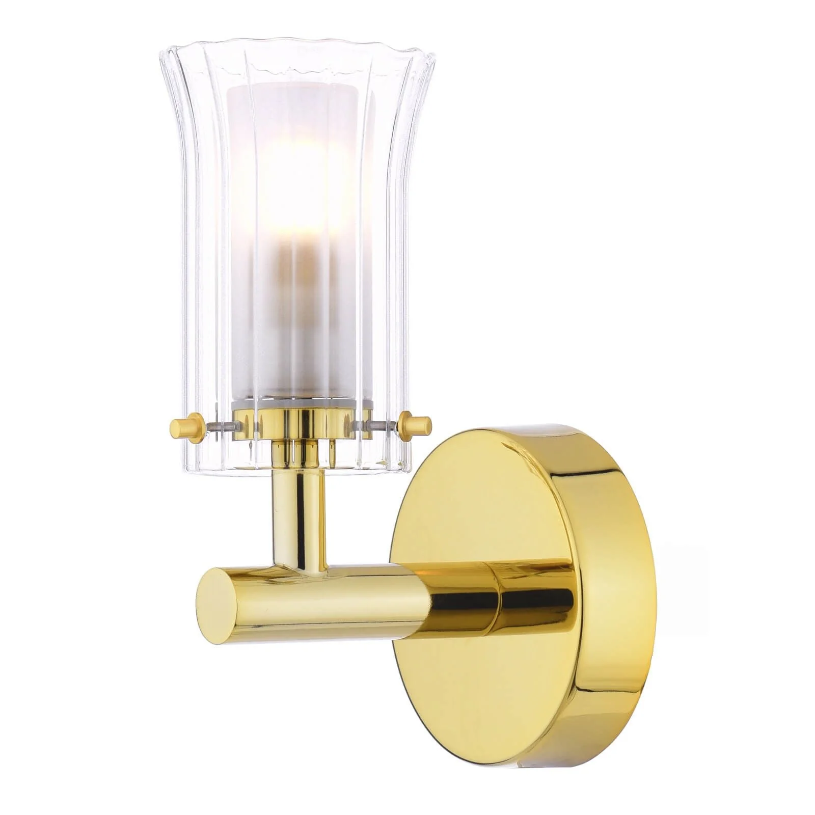Elba Bathroom Wall Light Polished Gold/Chrome Glass IP44 - Image 2