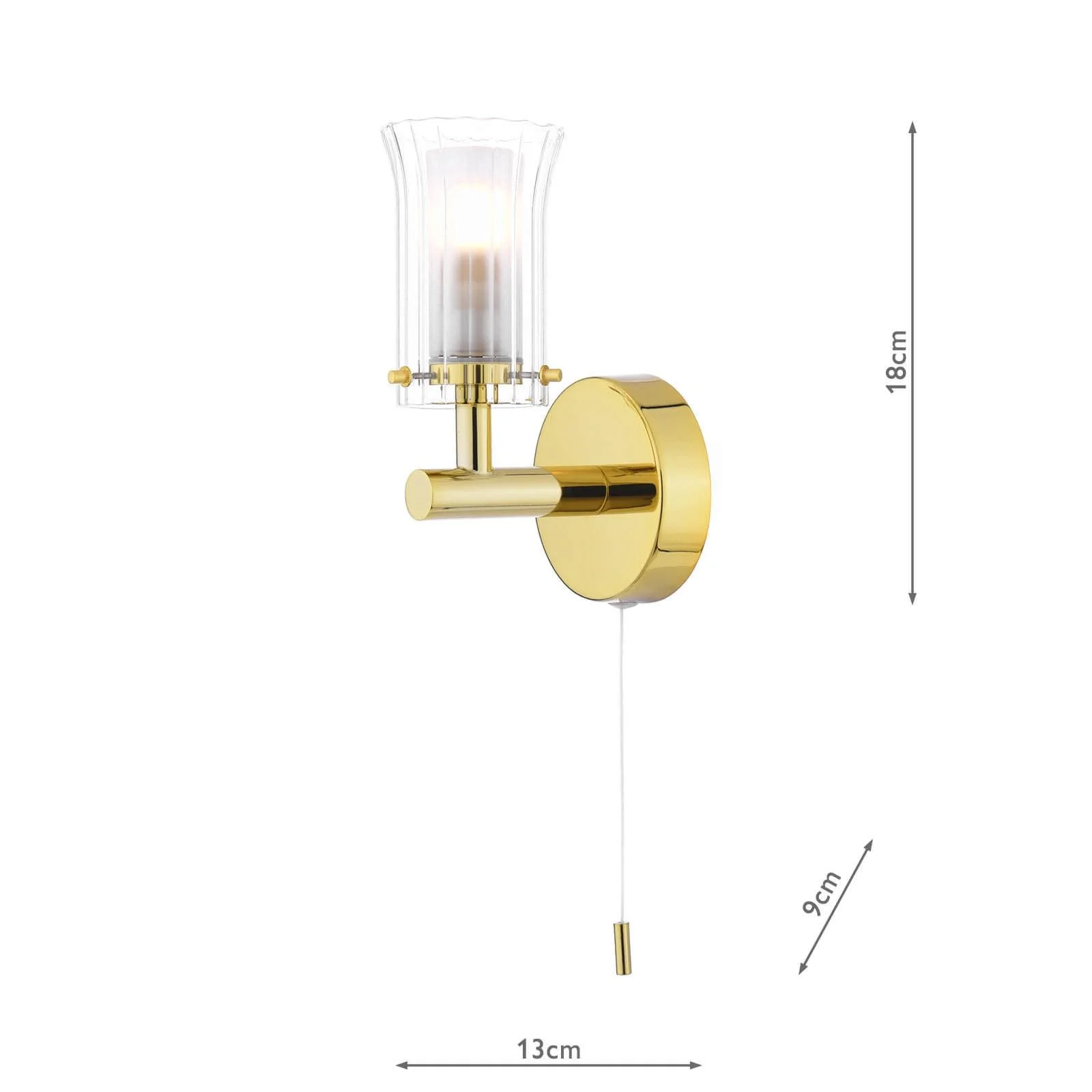 Elba Bathroom Wall Light Polished Gold/Chrome Glass IP44 - Image 3