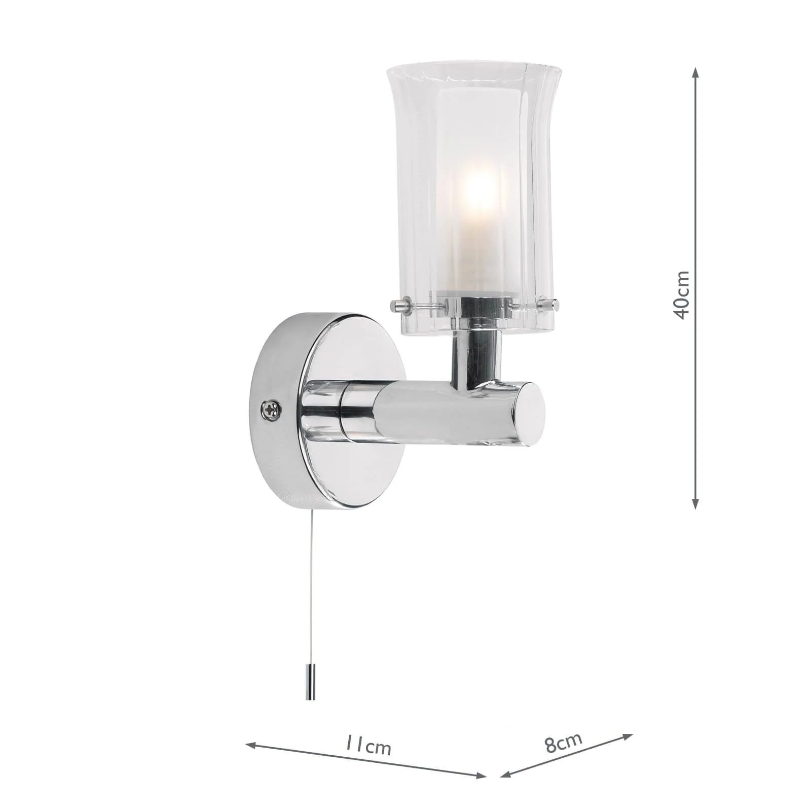 Elba Bathroom Wall Light Polished Gold/Chrome Glass IP44 - Image 5