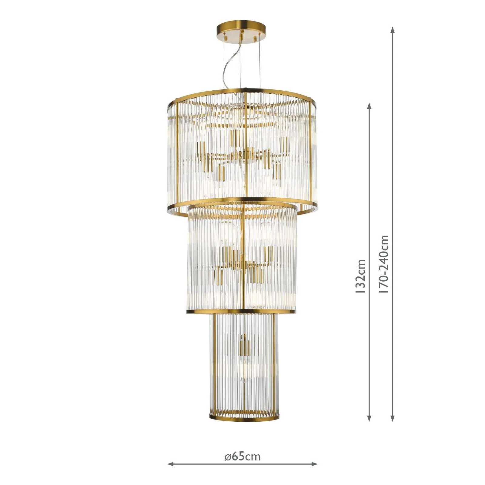 Eleanor 15Lt Chandelier Ceiling Light - Natural Brass & Glass - Image 12