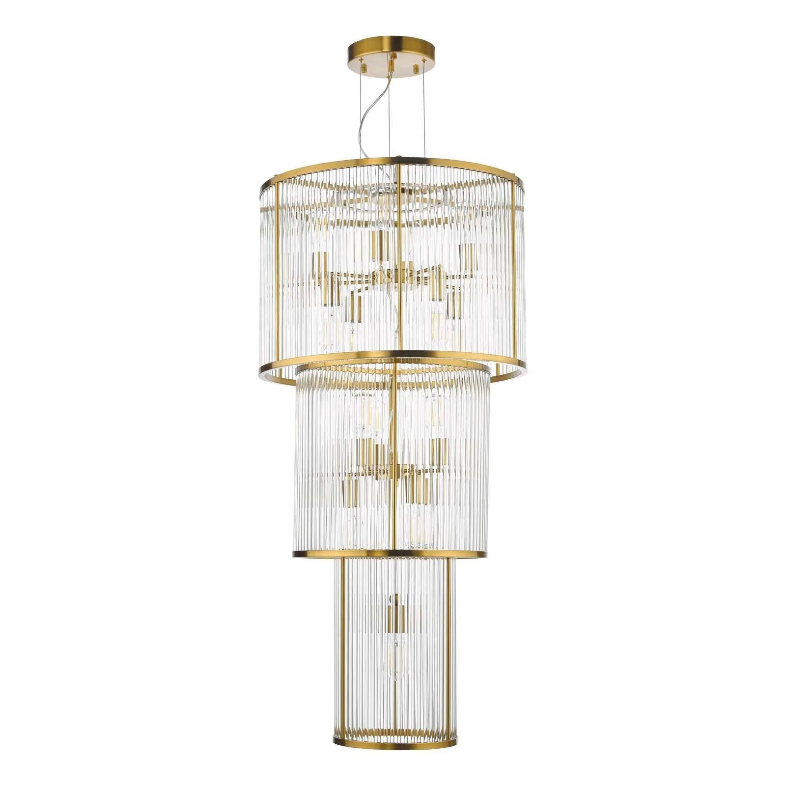 Eleanor 15Lt Chandelier Ceiling Light - Natural Brass & Glass - Image 2