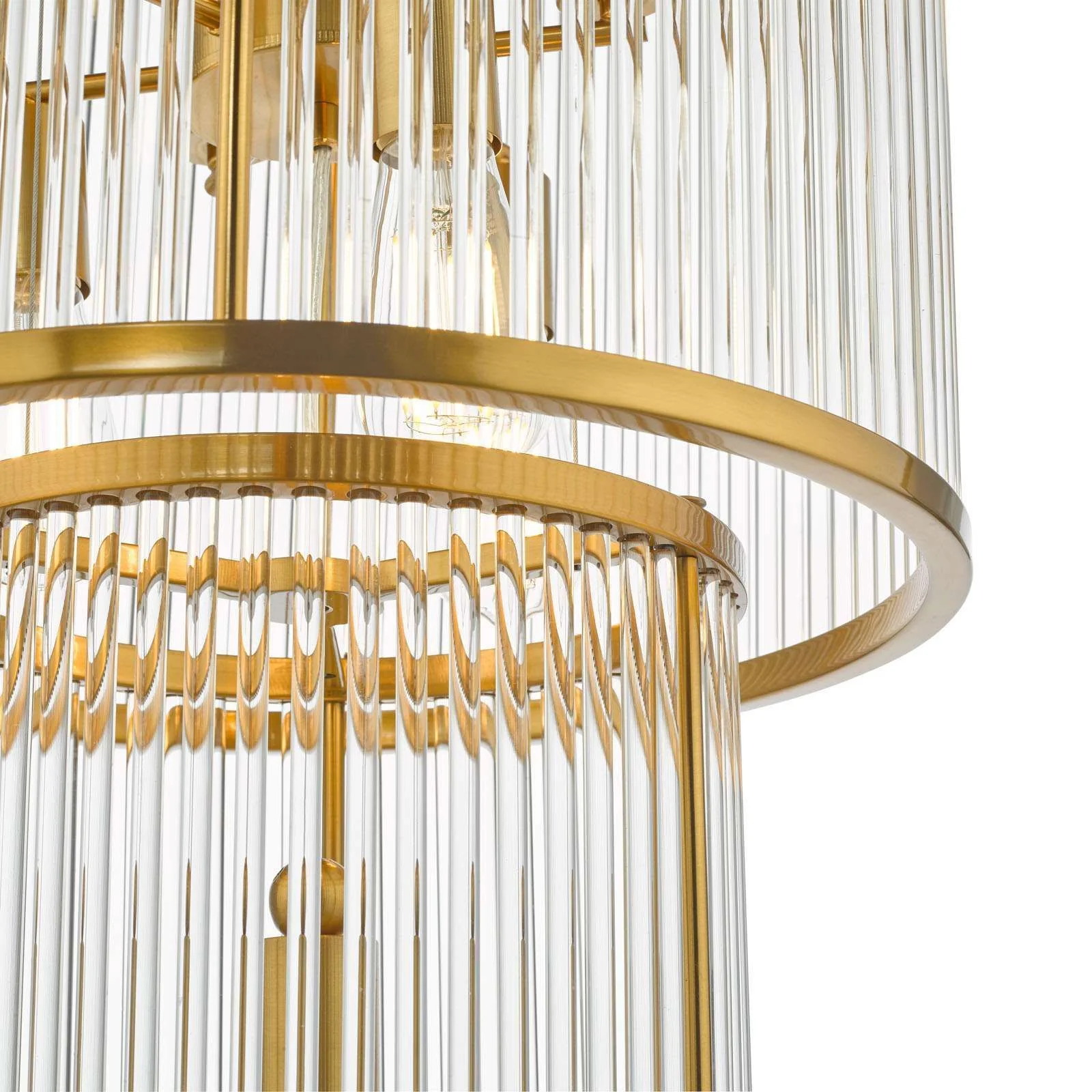 Eleanor 15Lt Chandelier Ceiling Light - Natural Brass & Glass - Image 6