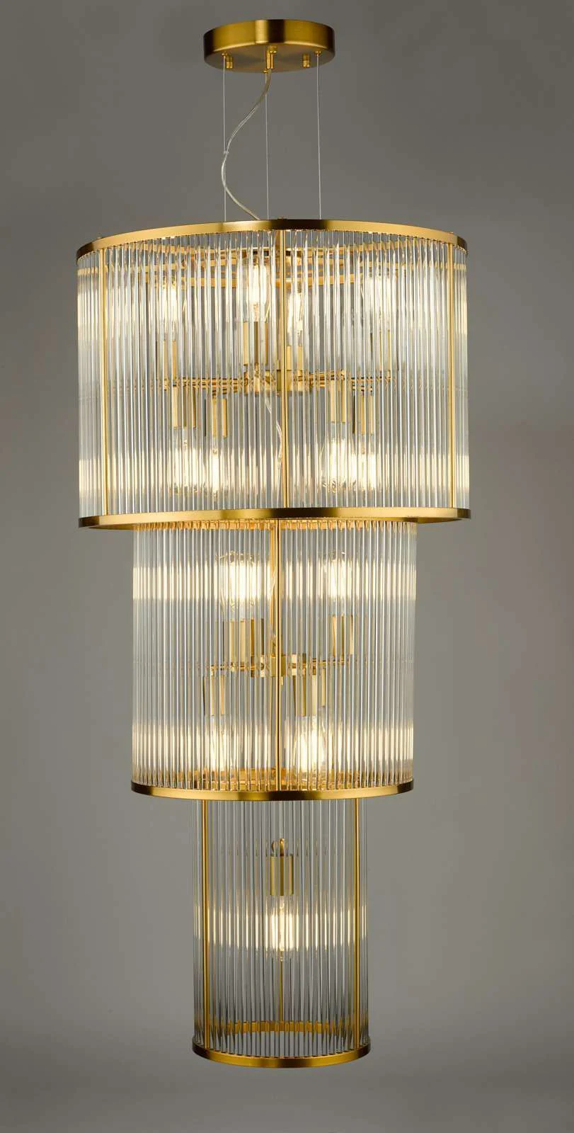 Eleanor 15Lt Chandelier Ceiling Light - Natural Brass & Glass - Image 9