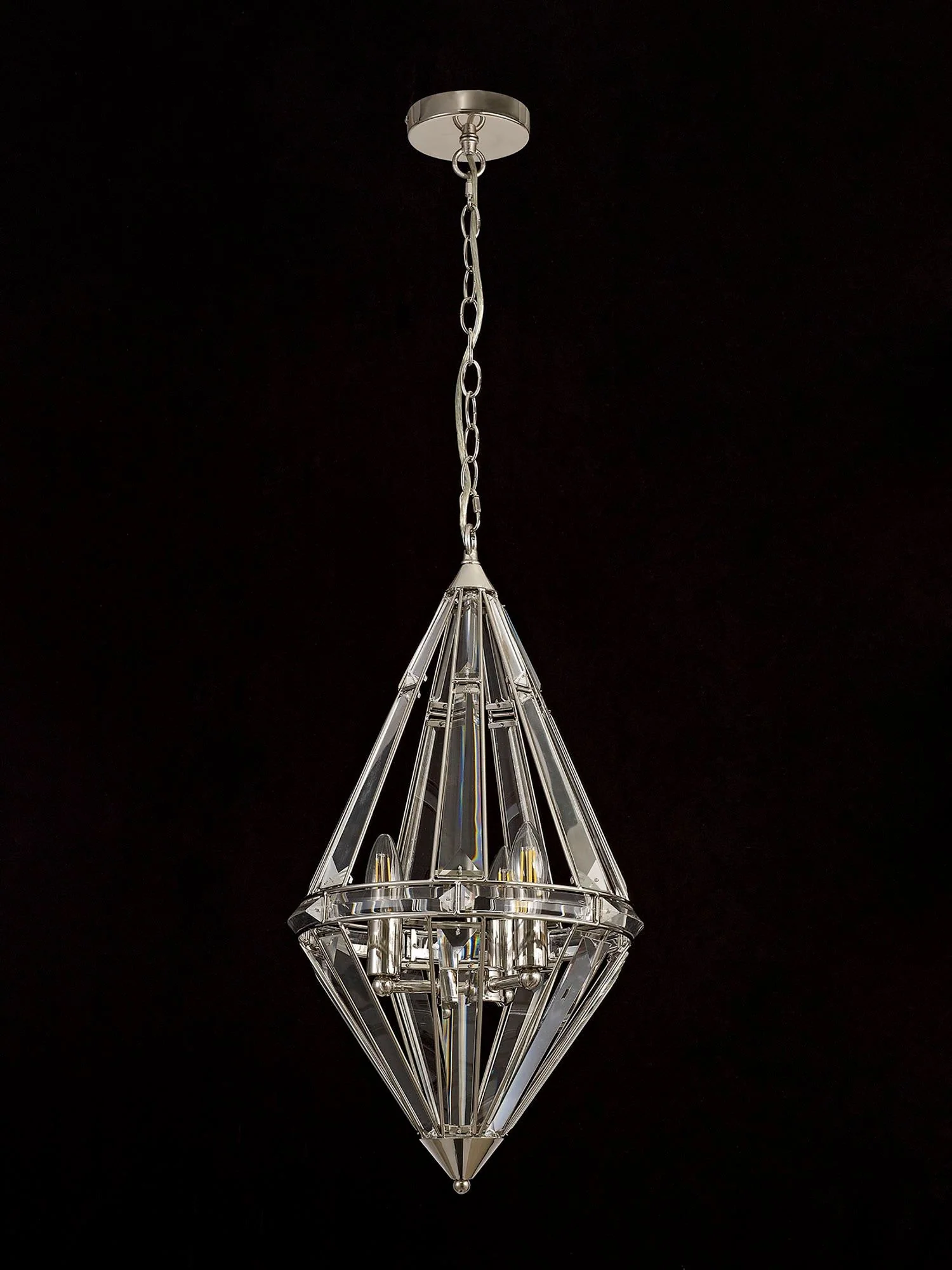 Orlando 3Lt Diamond/Tear Drop Pendant - Polished Nickel - Image 2