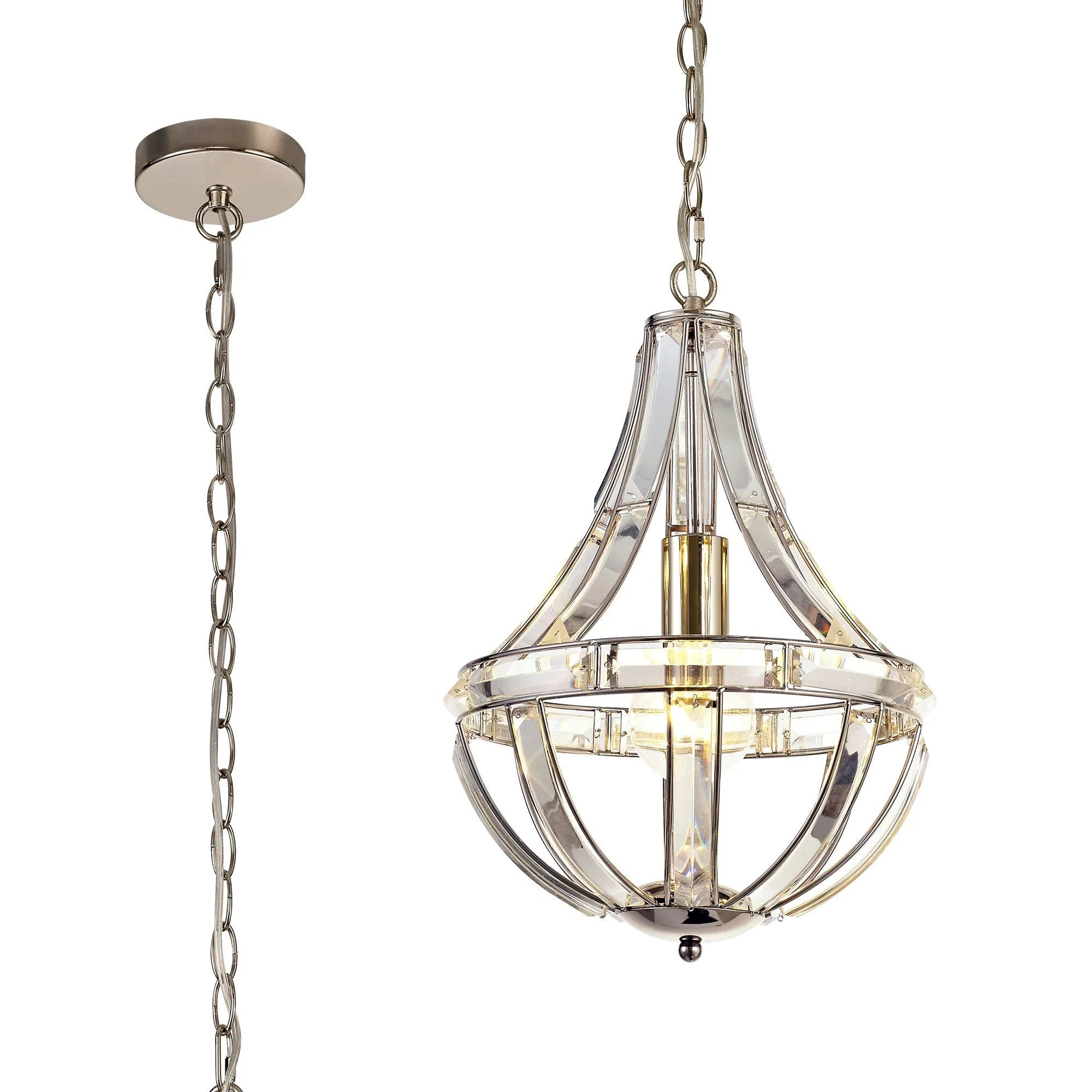 Orlando 3Lt Diamond/Tear Drop Pendant - Polished Nickel - Image 4