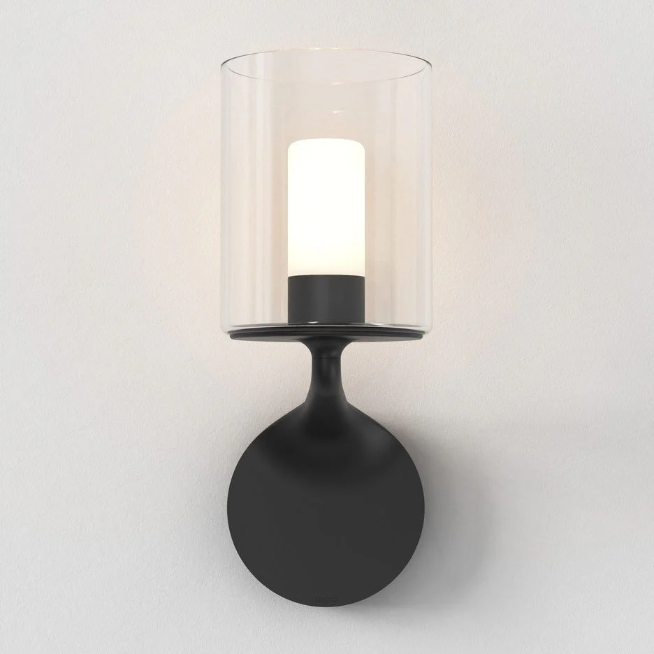 Elena Bathroom Wall Light IP44 - Matt Black/Polished Chrome - Image 2