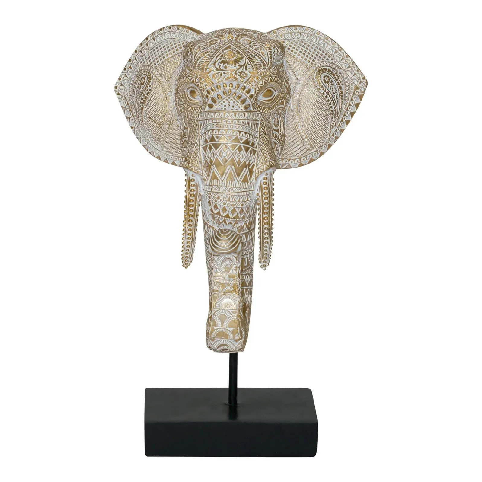 Elephant Small/Large Head - Gold & White Finish - Image 2