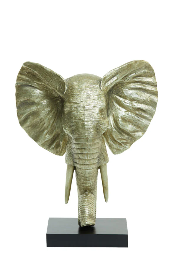 Elephant Small/Large Ornament on Base - Matt Black/Light Gold Finish - Image 11