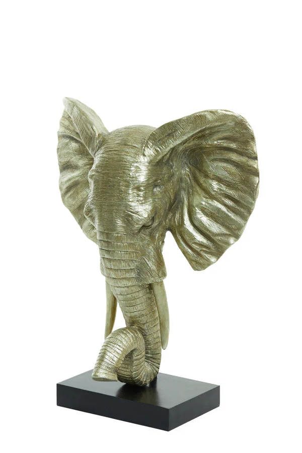 Elephant Small/Large Ornament on Base - Matt Black/Light Gold Finish - Image 12