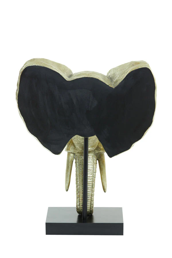 Elephant Small/Large Ornament on Base - Matt Black/Light Gold Finish - Image 13