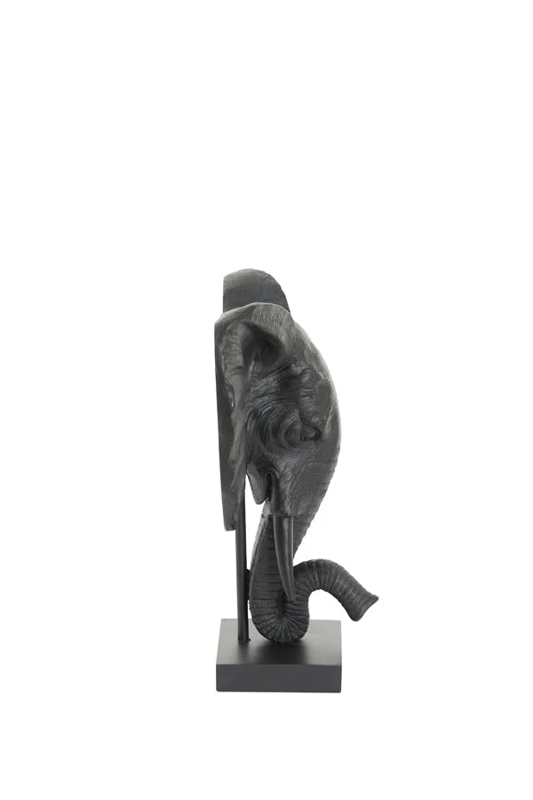 Elephant Small/Large Ornament on Base - Matt Black/Light Gold Finish - Image 3