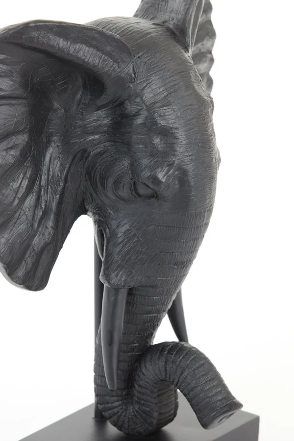 Elephant Small/Large Ornament on Base - Matt Black/Light Gold Finish - Image 4