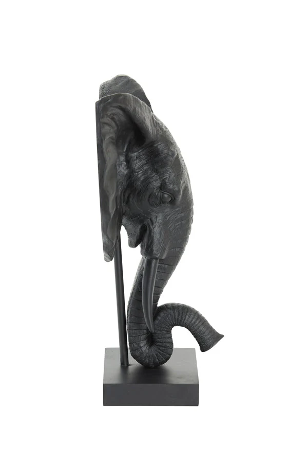 Elephant Small/Large Ornament on Base - Matt Black/Light Gold Finish - Image 6