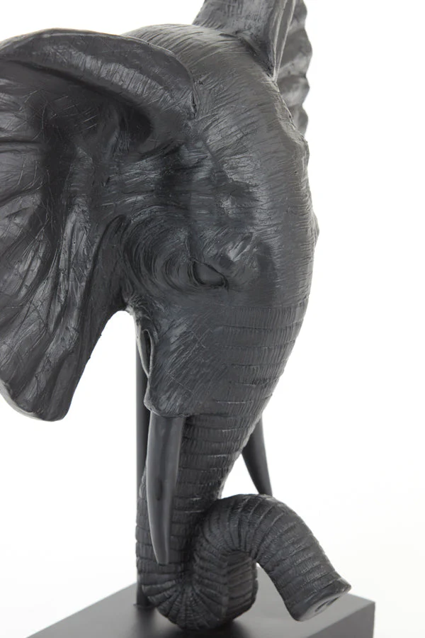 Elephant Small/Large Ornament on Base - Matt Black/Light Gold Finish - Image 7