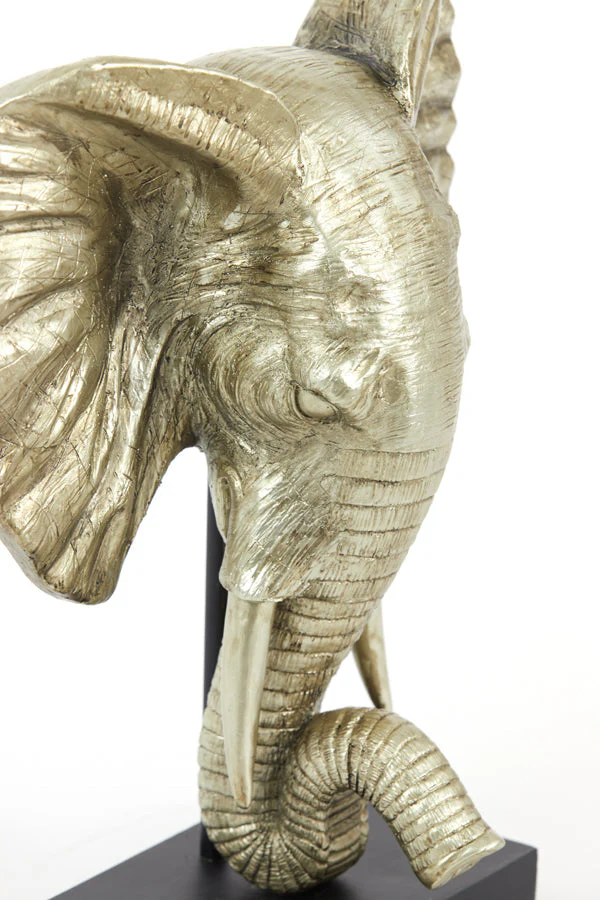 Elephant Small/Large Ornament on Base - Matt Black/Light Gold Finish - Image 9