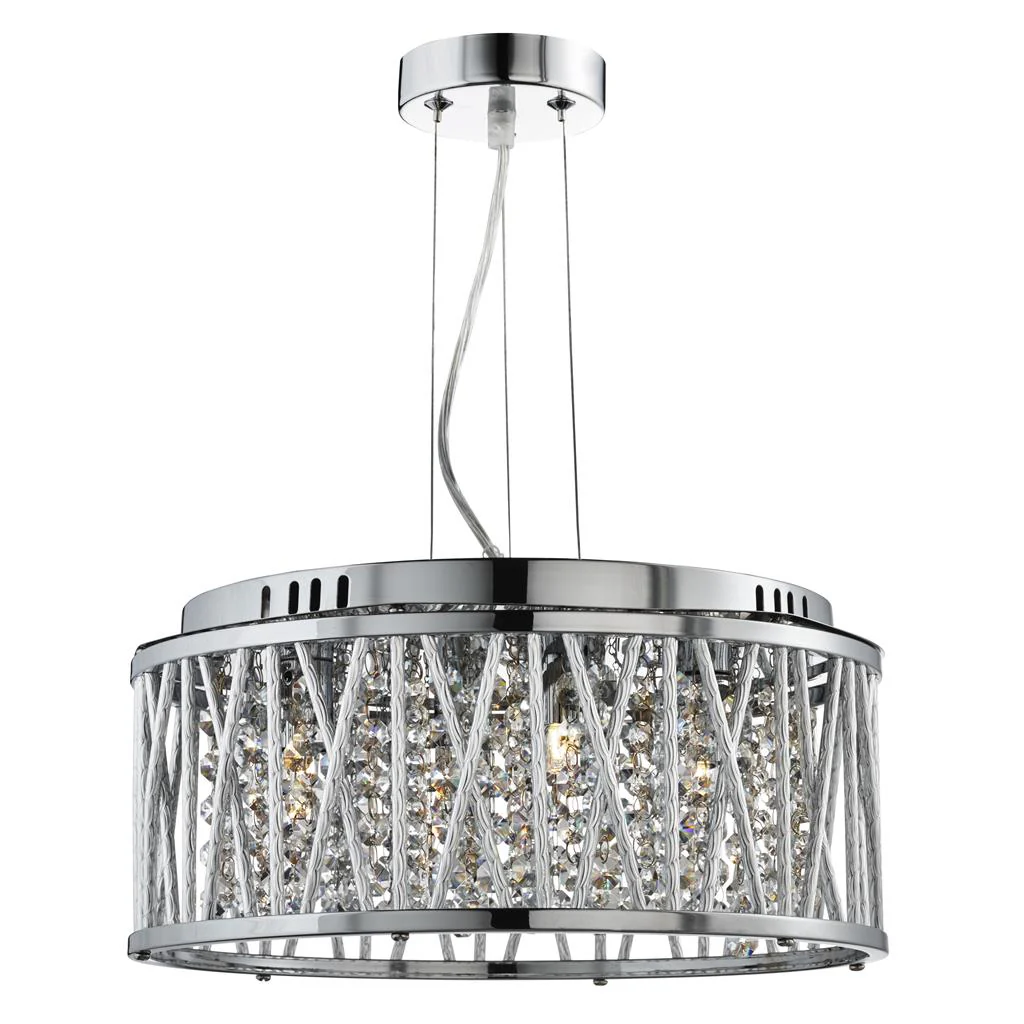 Elise 3/4/5/7Lt Crystal Ceiling Light to Semi-Flush - Chrome Metal & Crystal