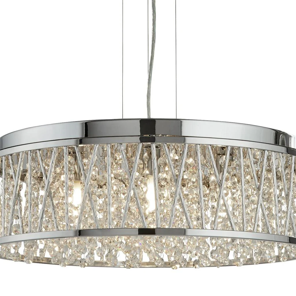 Elise 3/4/5/7Lt Crystal Ceiling Light to Semi-Flush - Chrome Metal & Crystal - Image 10