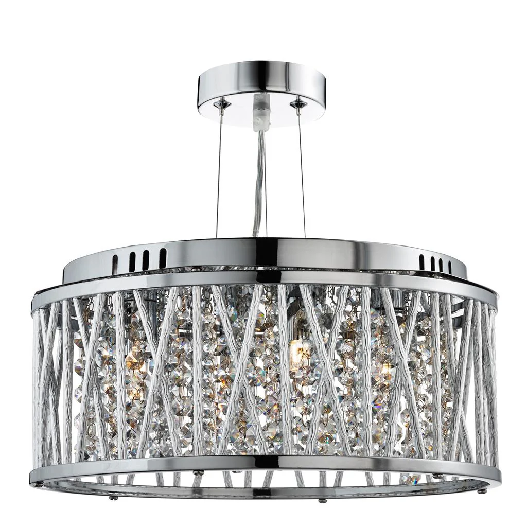 Elise 3/4/5/7Lt Crystal Ceiling Light to Semi-Flush - Chrome Metal & Crystal - Image 13