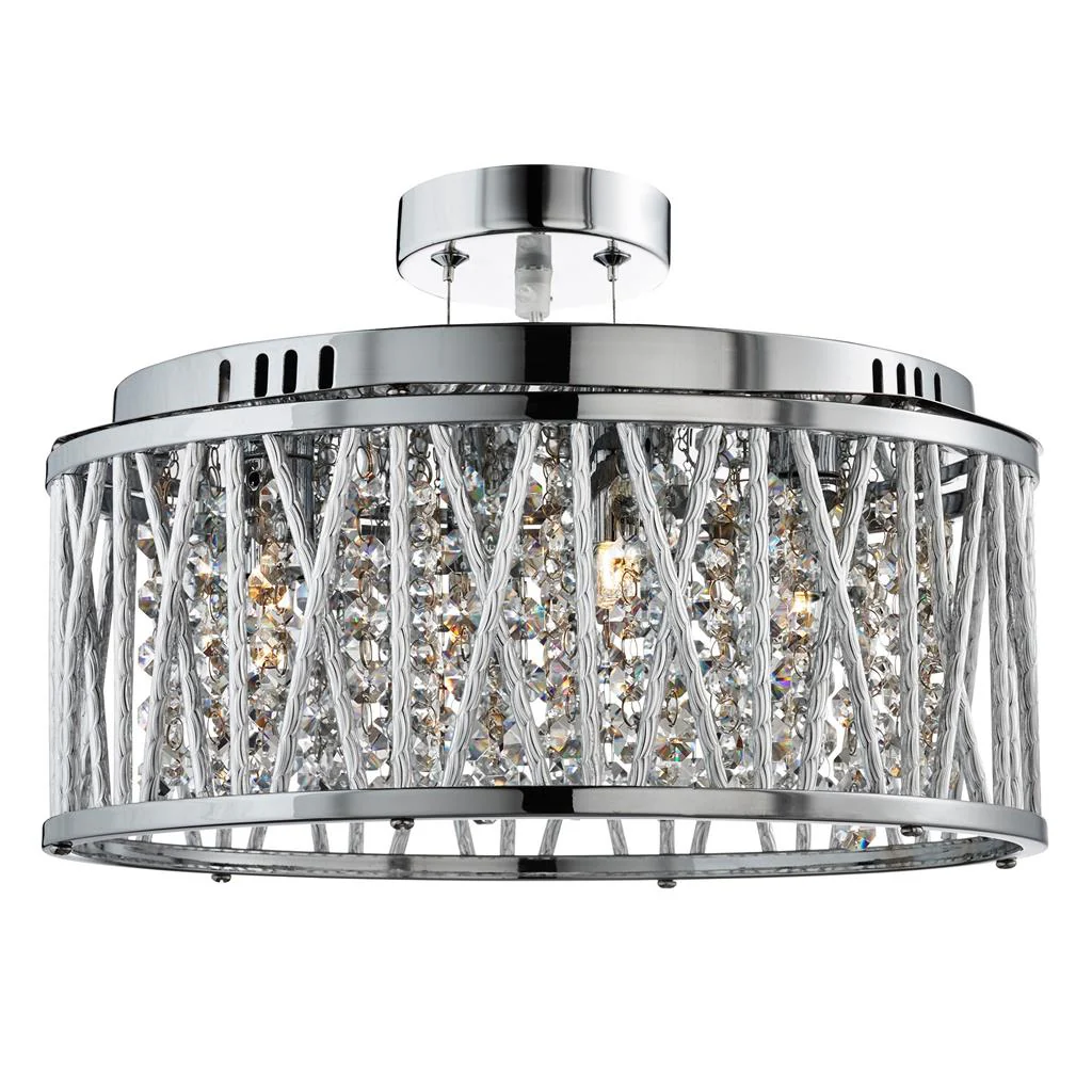 Elise 3/4/5/7Lt Crystal Ceiling Light to Semi-Flush - Chrome Metal & Crystal - Image 14