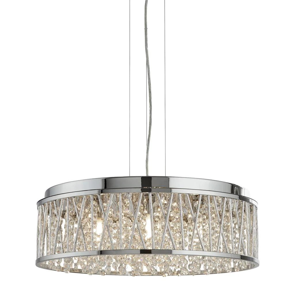 Elise 3/4/5/7Lt Crystal Ceiling Light to Semi-Flush - Chrome Metal & Crystal - Image 15
