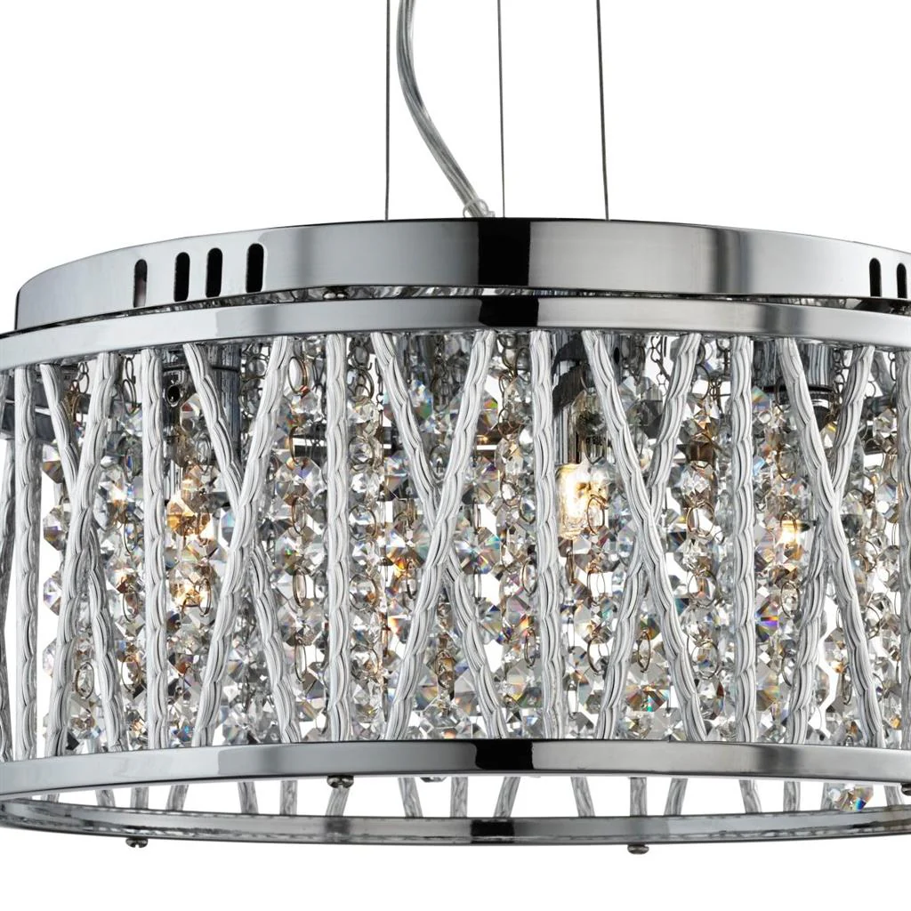 Elise 3/4/5/7Lt Crystal Ceiling Light to Semi-Flush - Chrome Metal & Crystal - Image 2