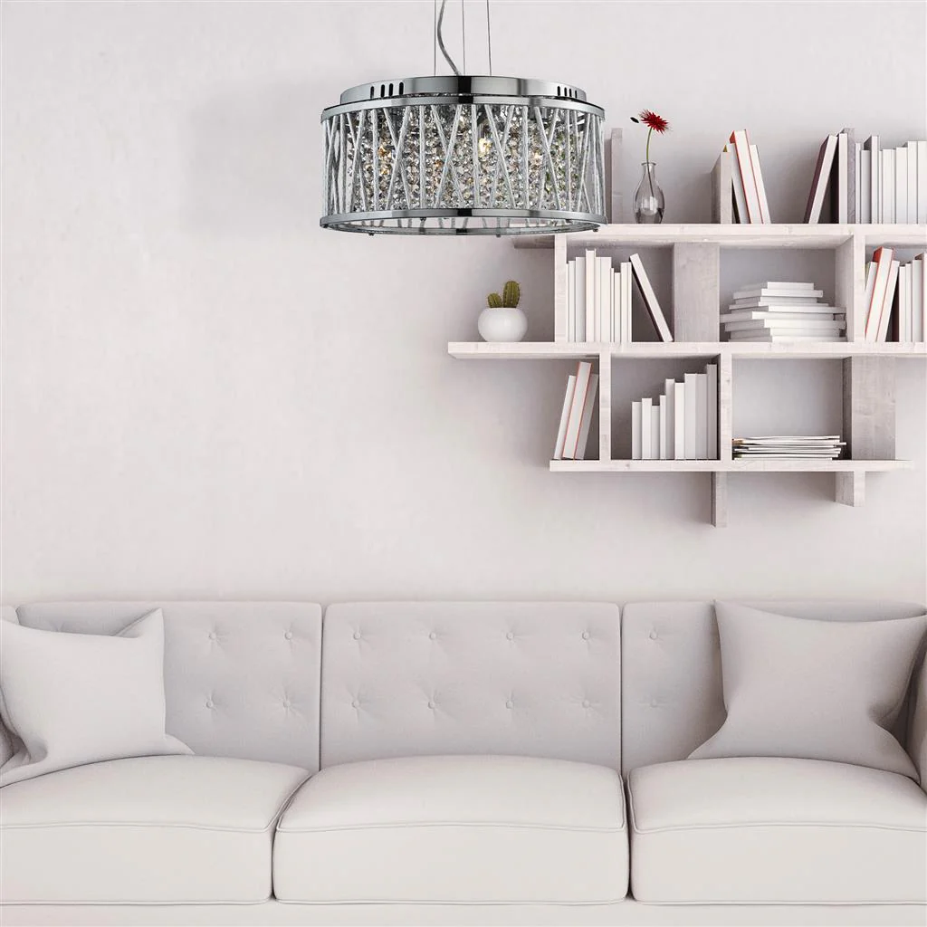Elise 3/4/5/7Lt Crystal Ceiling Light to Semi-Flush - Chrome Metal & Crystal - Image 6