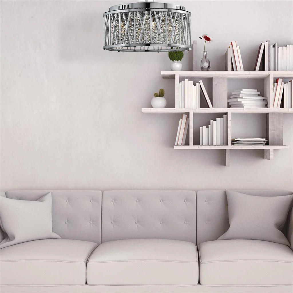 Elise 3/4/5/7Lt Crystal Ceiling Light to Semi-Flush - Chrome Metal & Crystal - Image 9